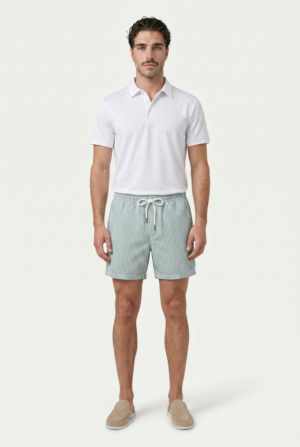 Amalfi Swim Short Green/White Stripe
