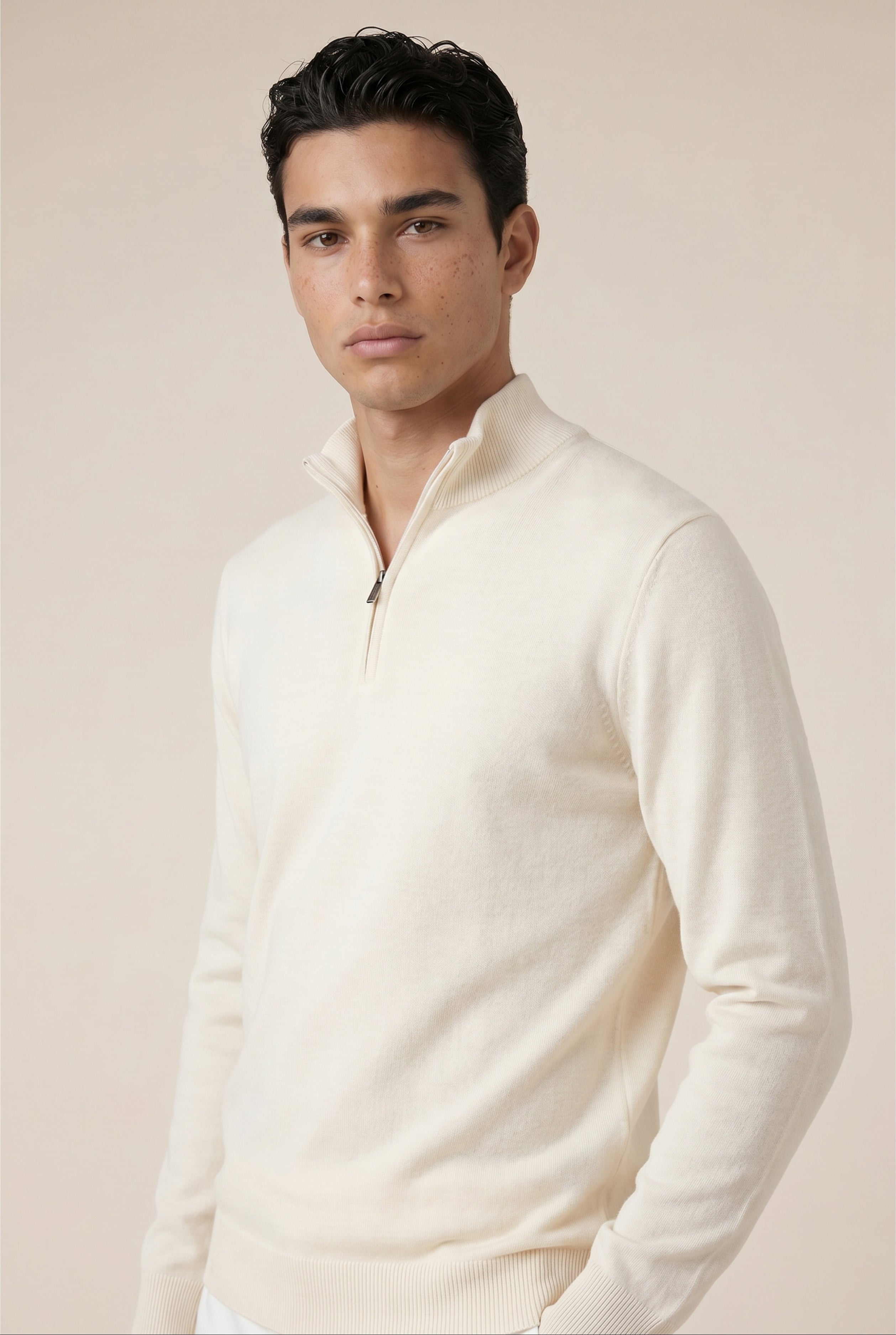 Merino Quarter Zip Cream