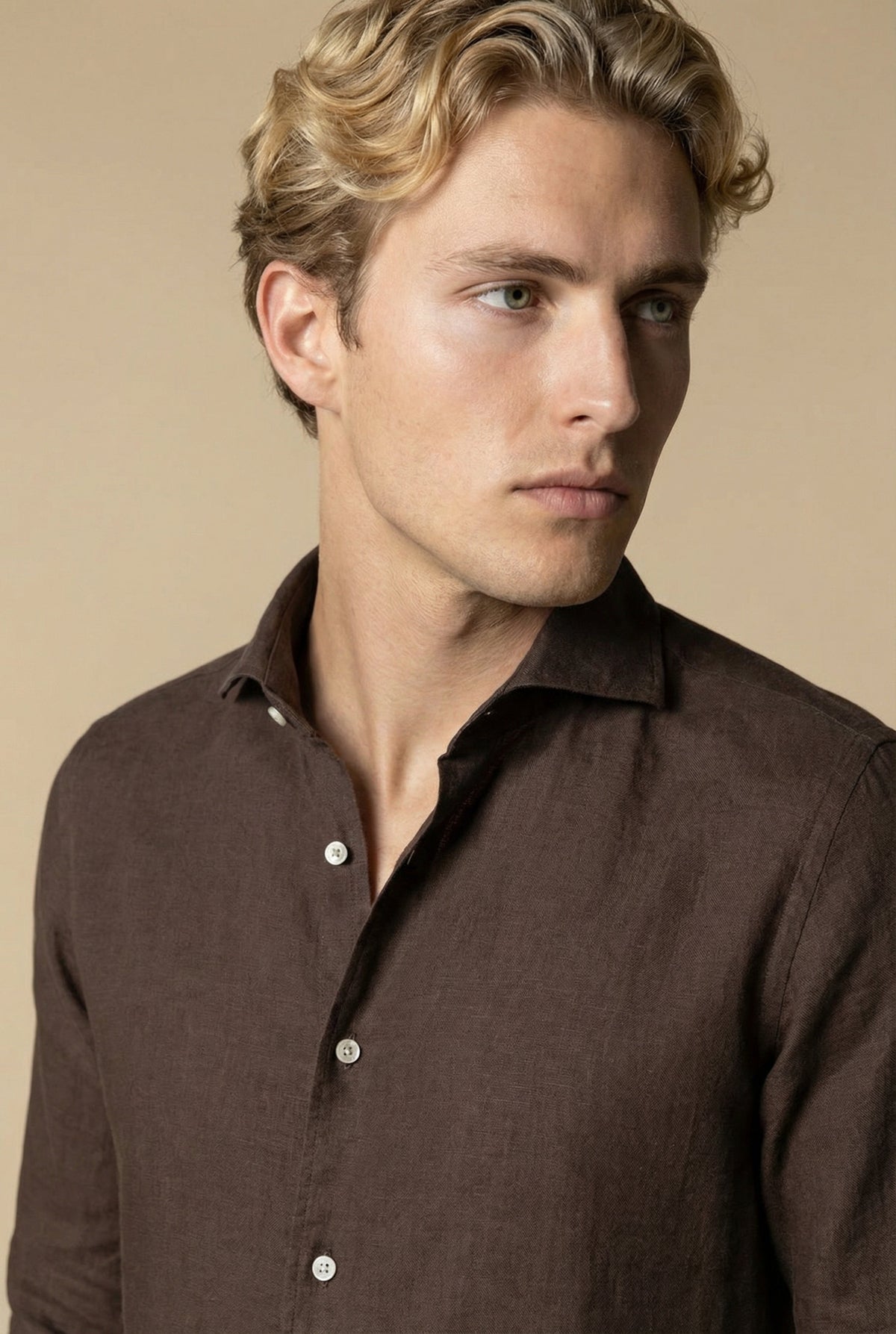 Amalfi Long Sleeve Linen Shirt Dark Brown