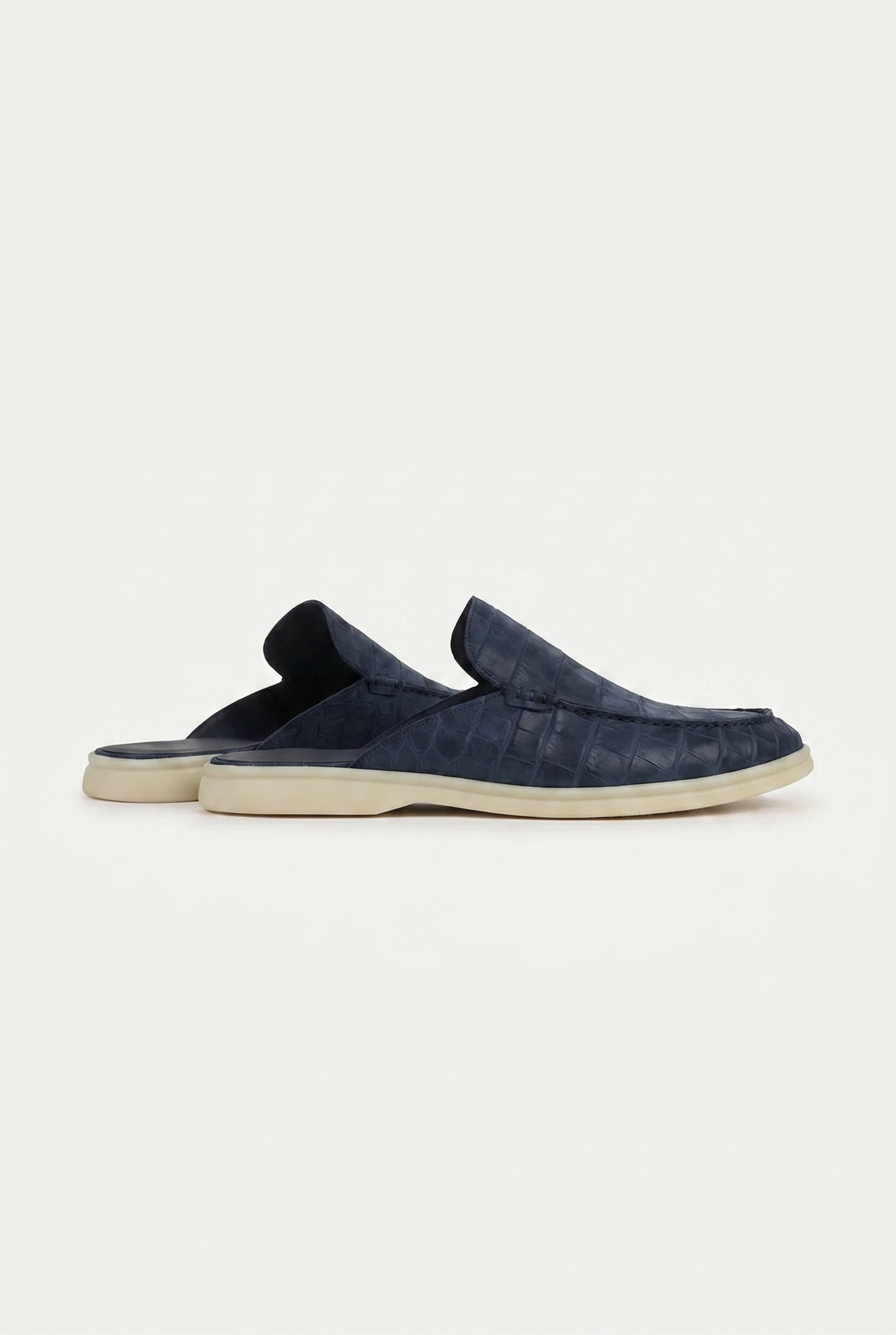 Yacht Mule Nubuck Crocodile Navy