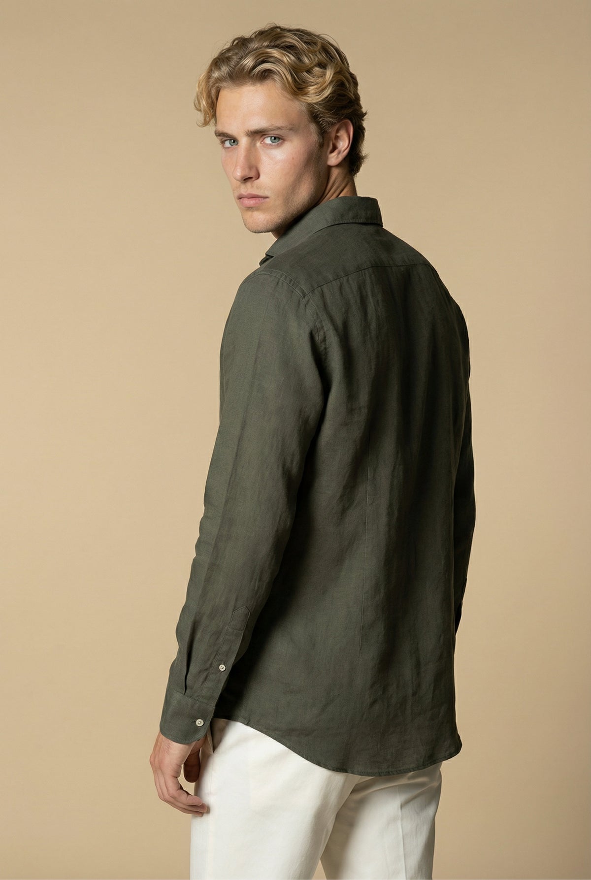 Amalfi Long Sleeve Linen Shirt Olive