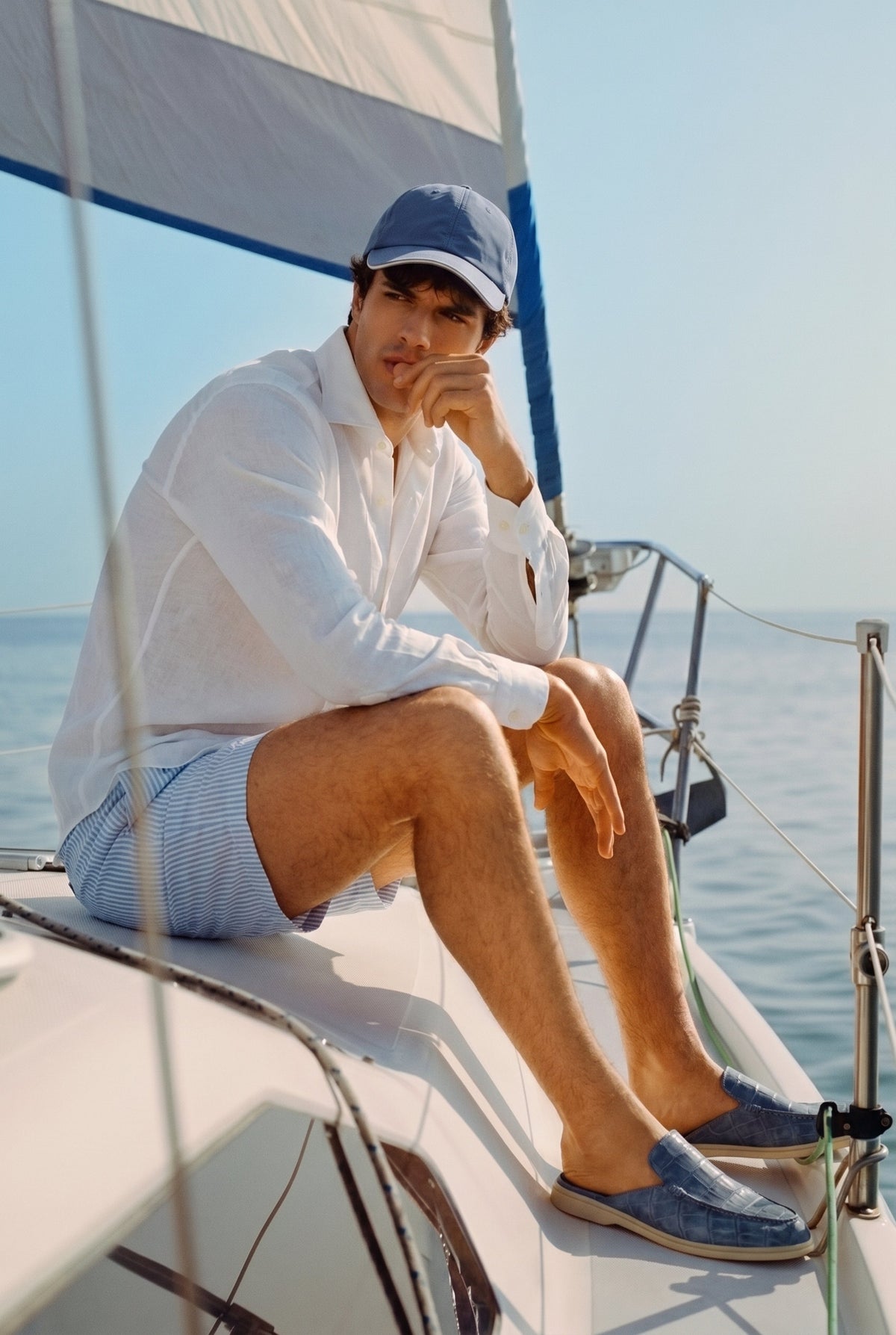 Yacht Mule Nubuck Crocodile Slate