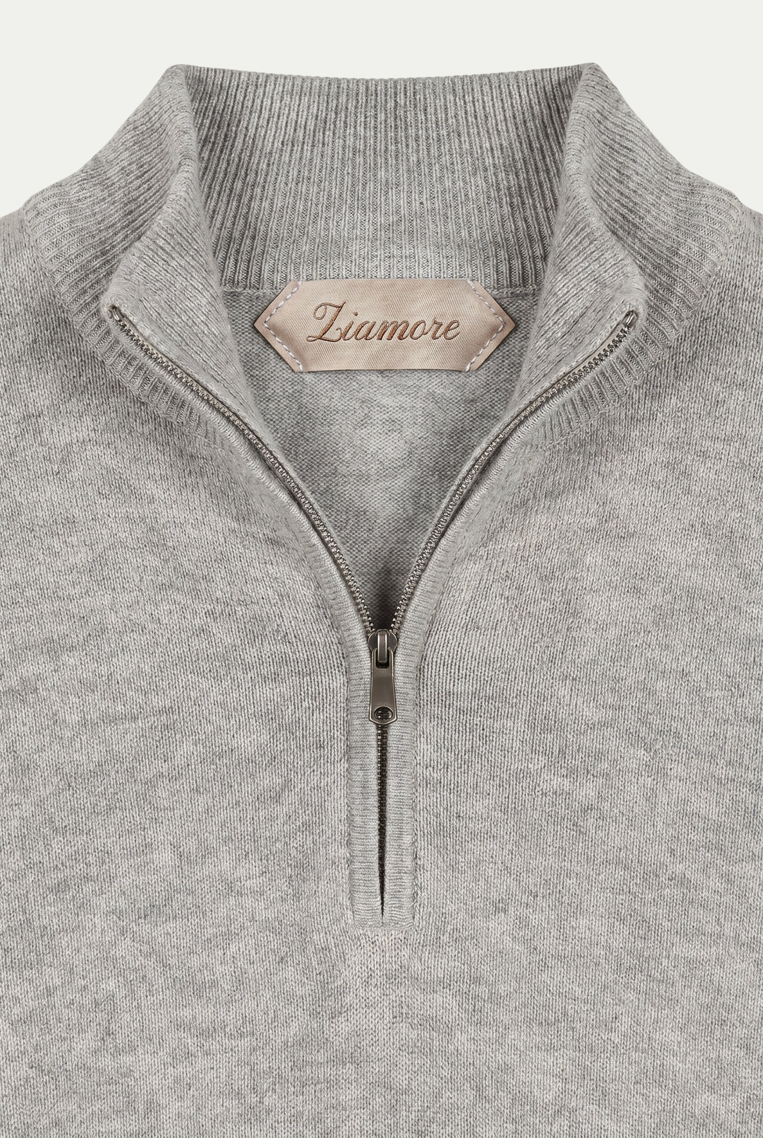 Merino Quarter Zip Grey Marl