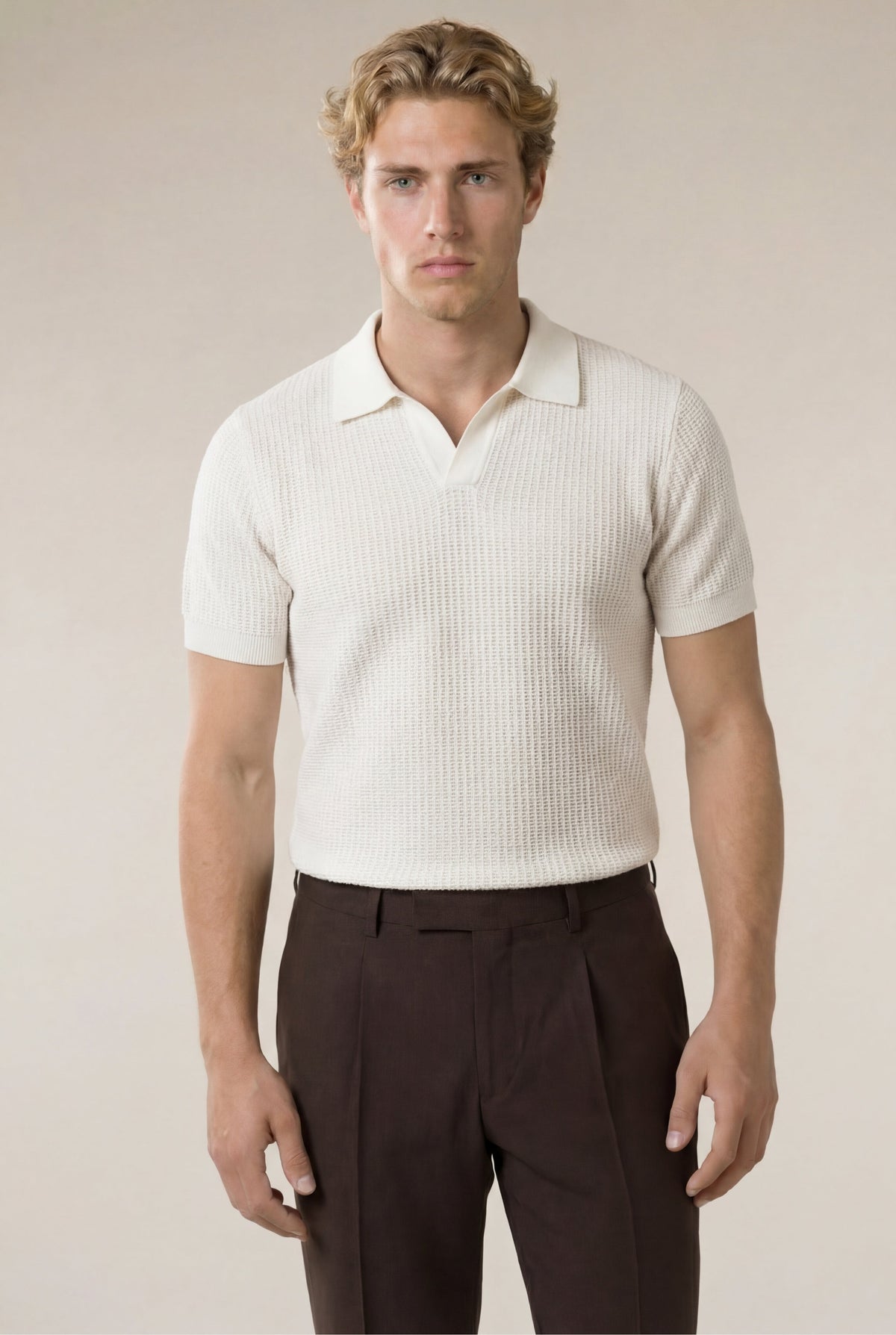 Ravello Knit Polo Cream