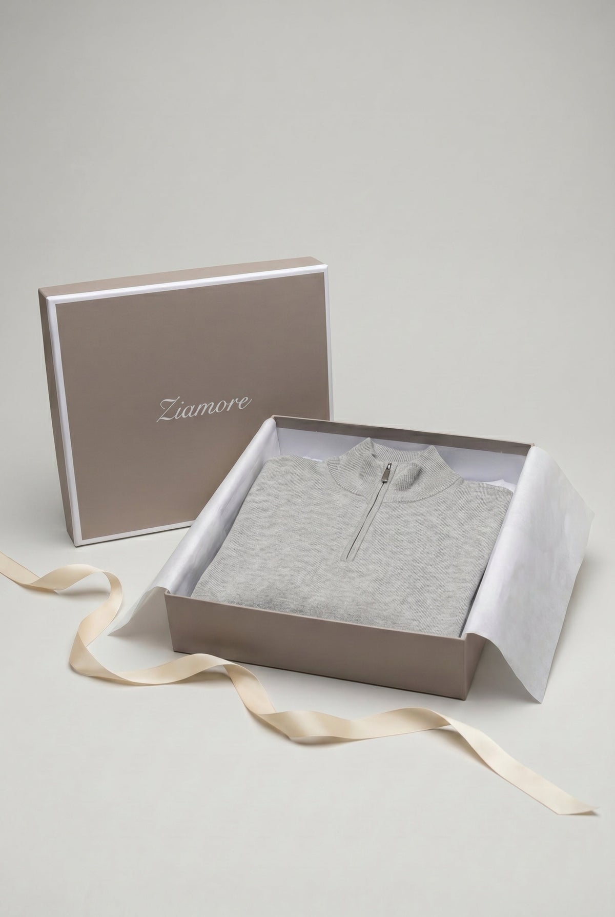 Merino Quarter Zip Grey Marl