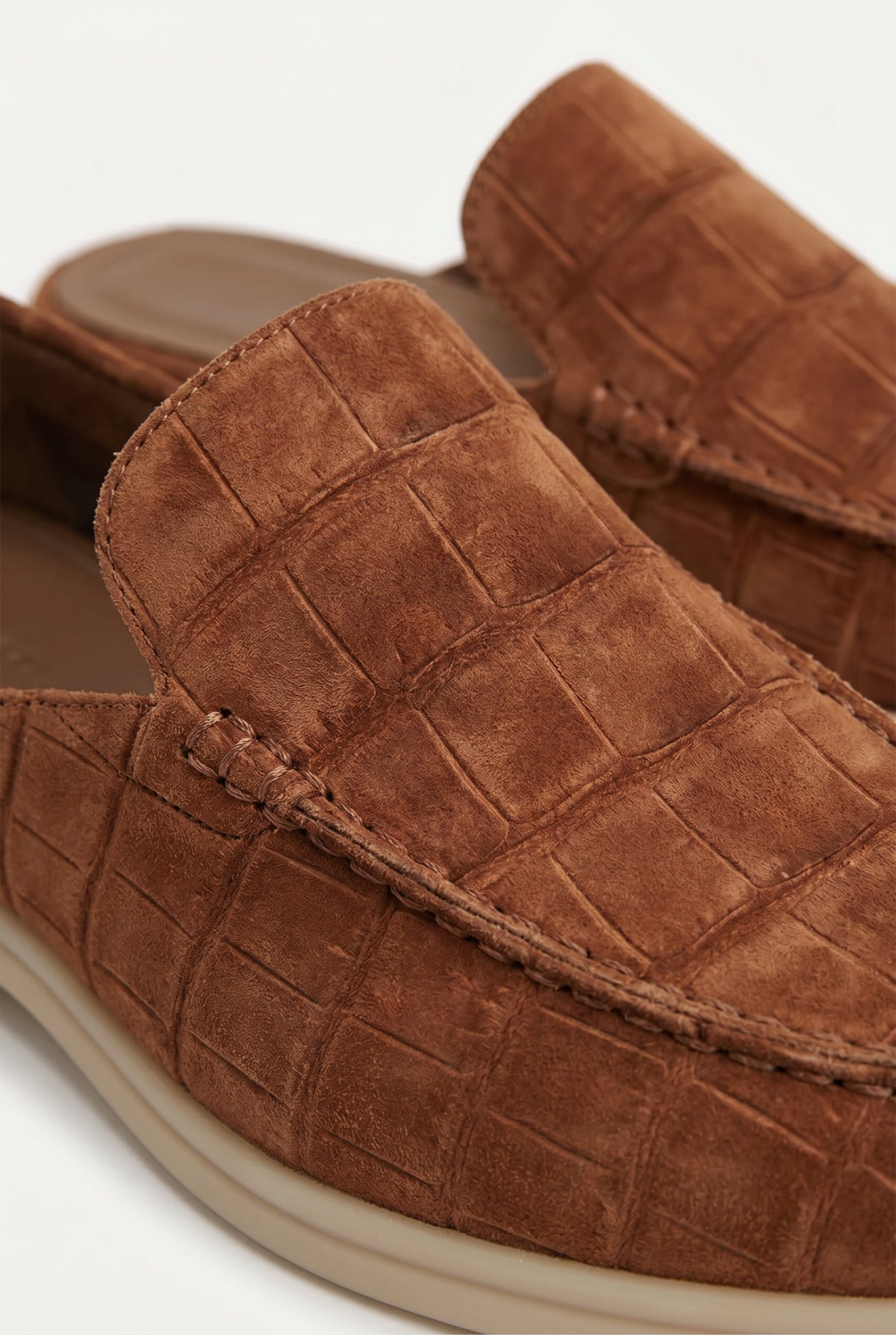 Yacht Mule Nubuck Crocodile Brown