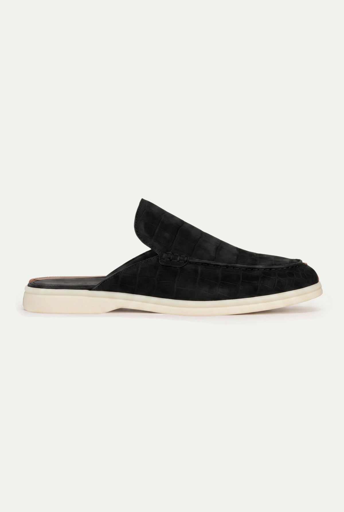Yacht Mule Nubuck Crocodile Black