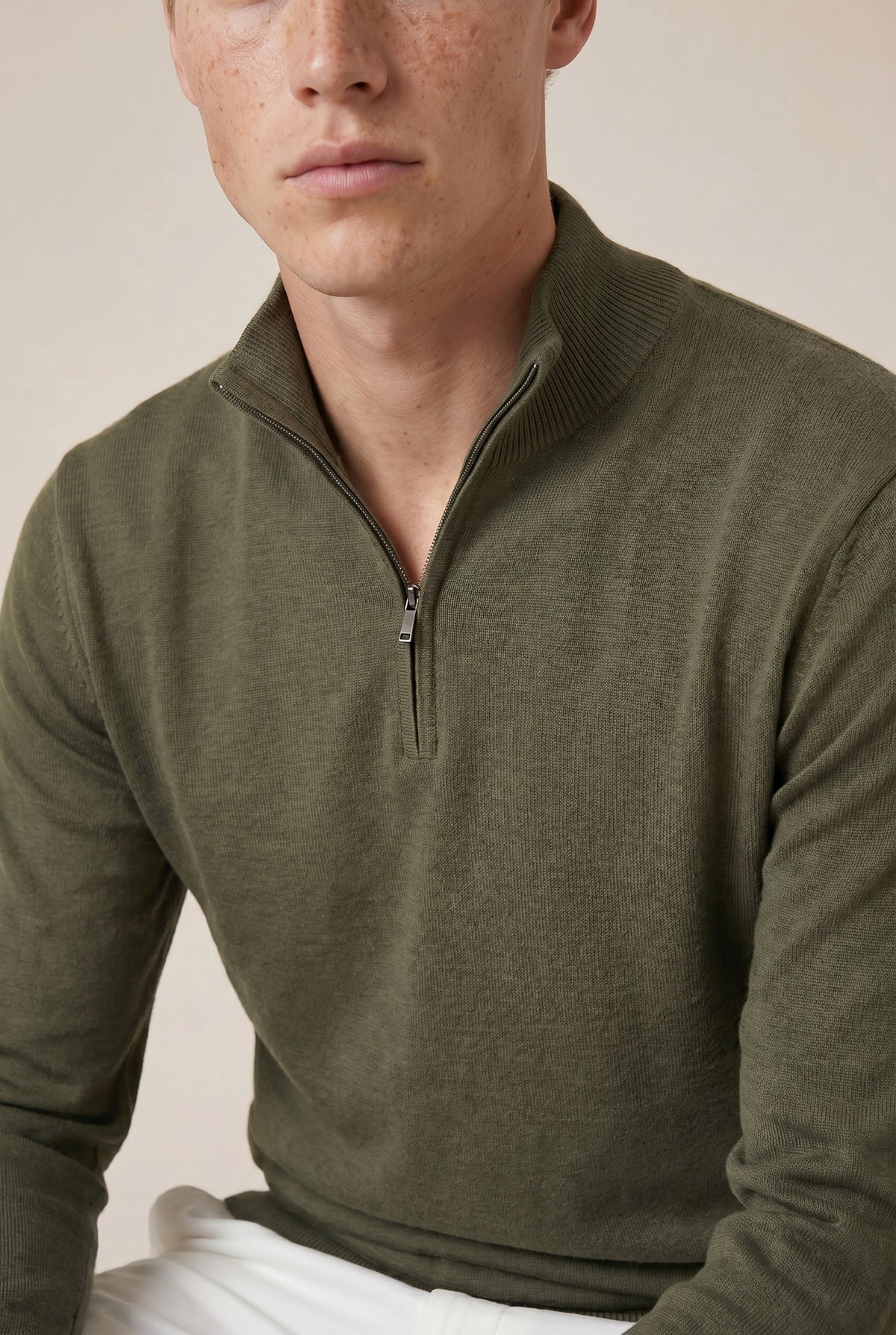 Merino Quarter Zip Olive