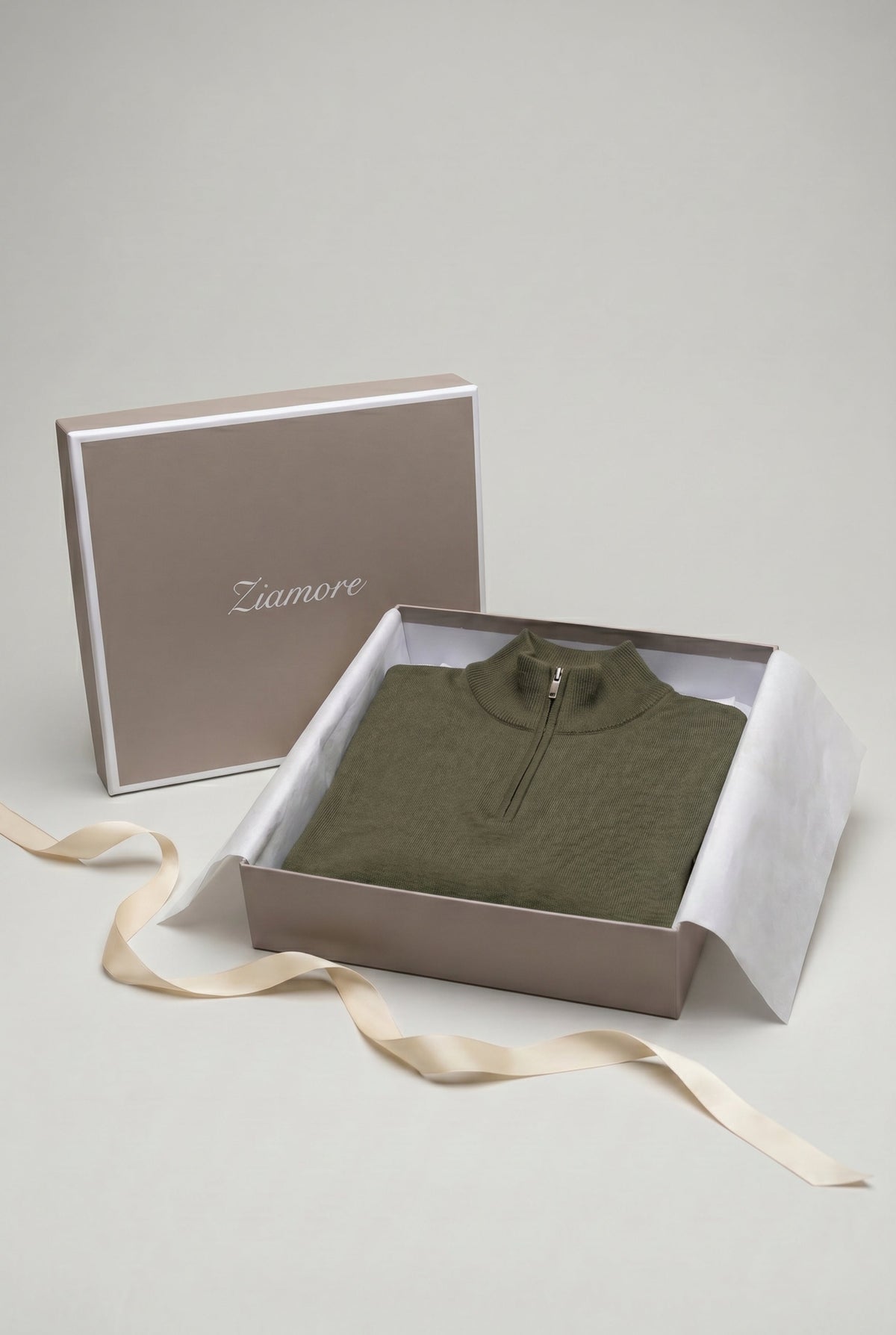 Merino Quarter Zip Olive