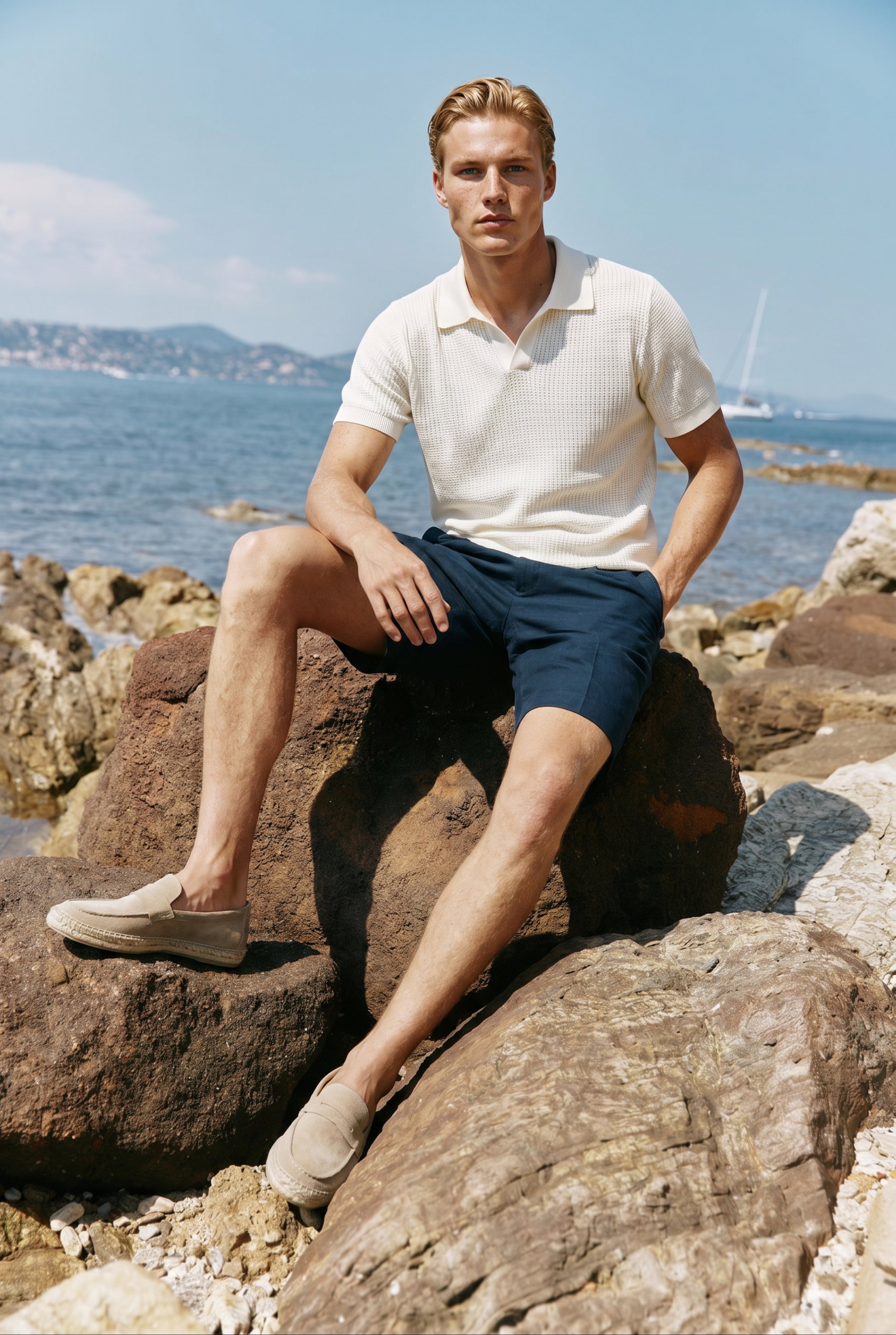 Ravello Knit Polo Cream
