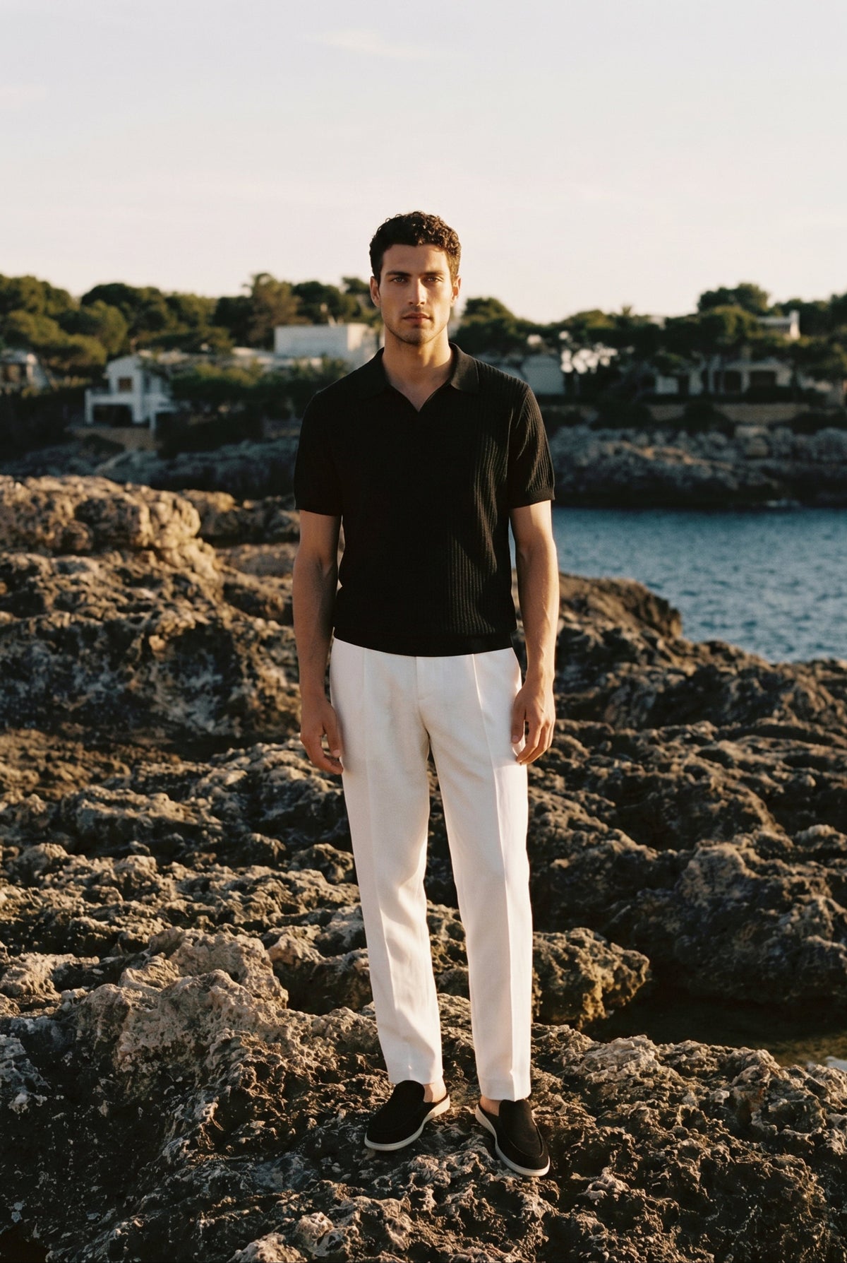 Ravello Knit Polo Forest Black