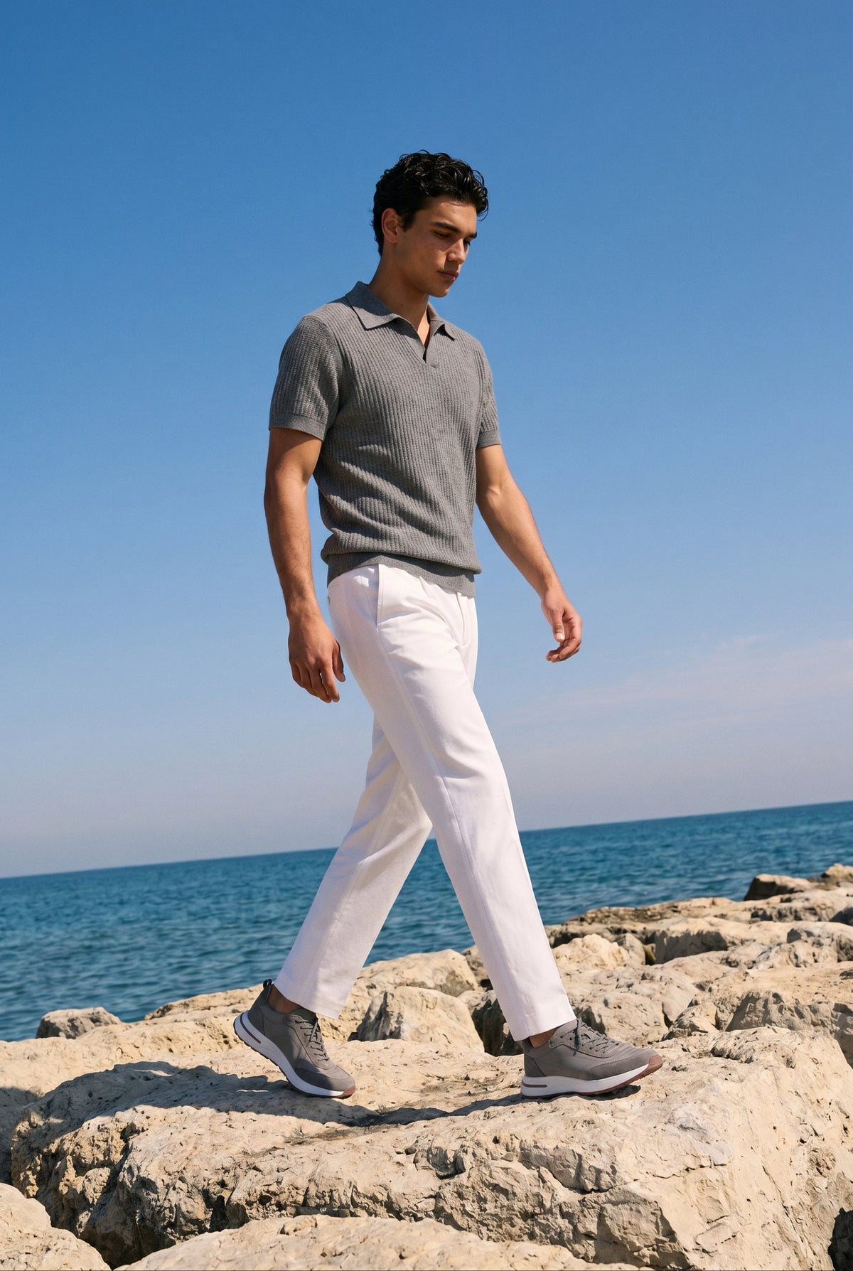 Ravello Knit Polo Grey