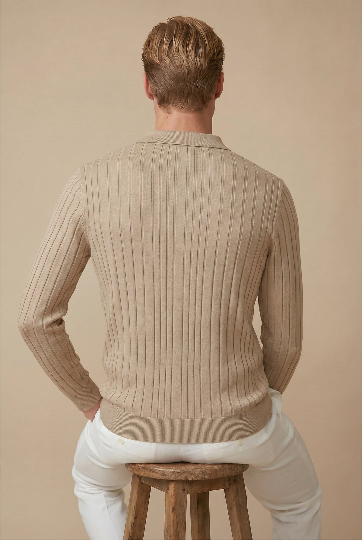 Extrafine Long Sleeve Polo Sand