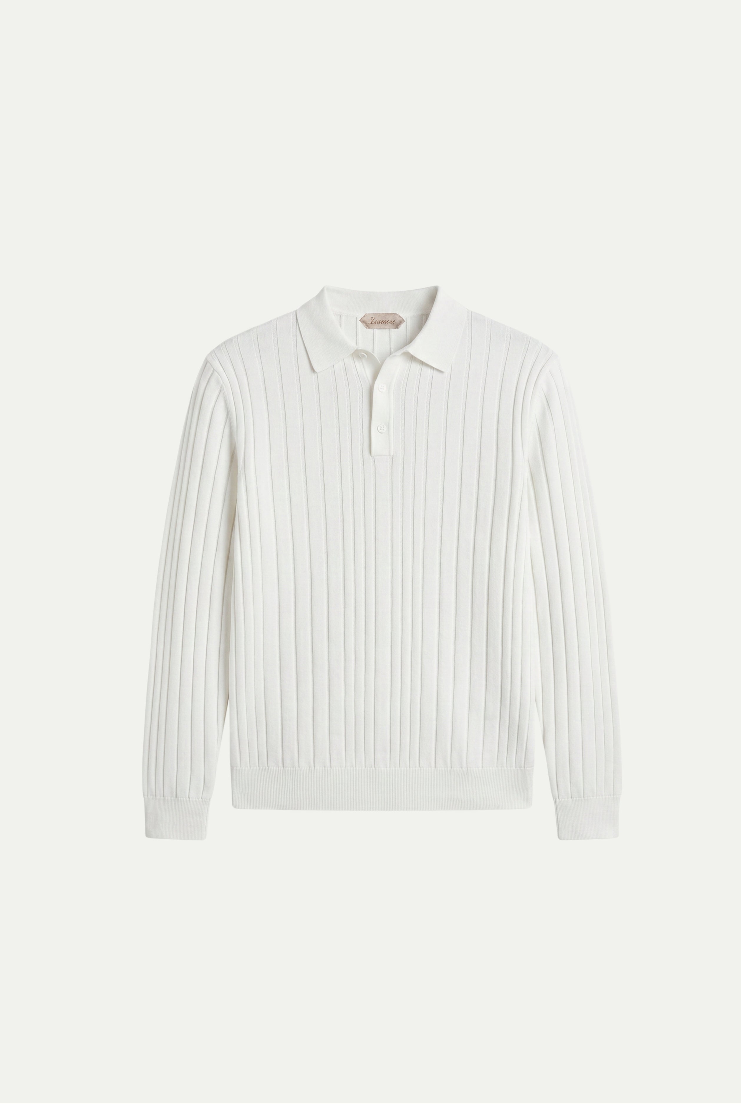 Extrafine Long Sleeve Polo White
