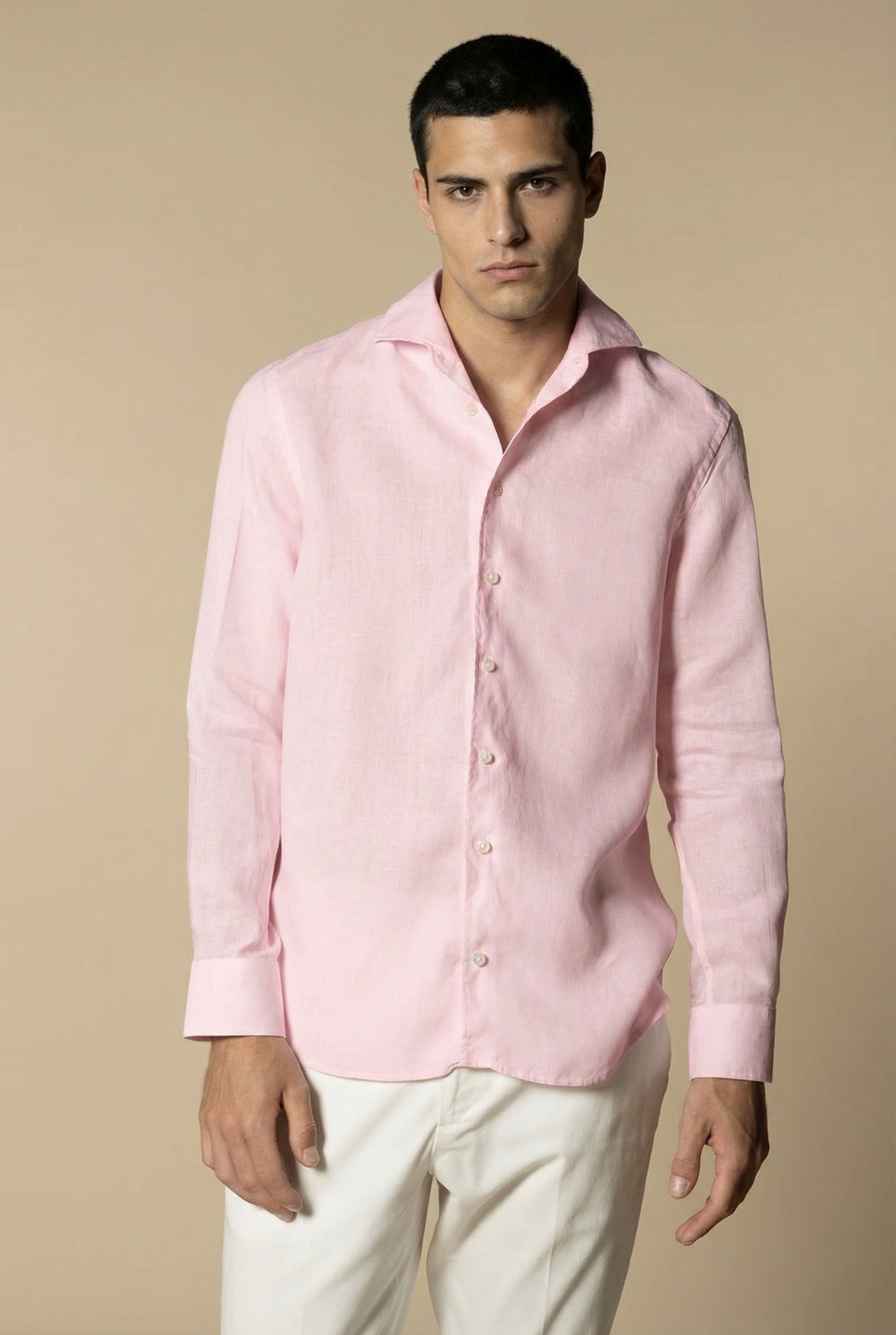 Amalfi Long Sleeve Linen Shirt Pink