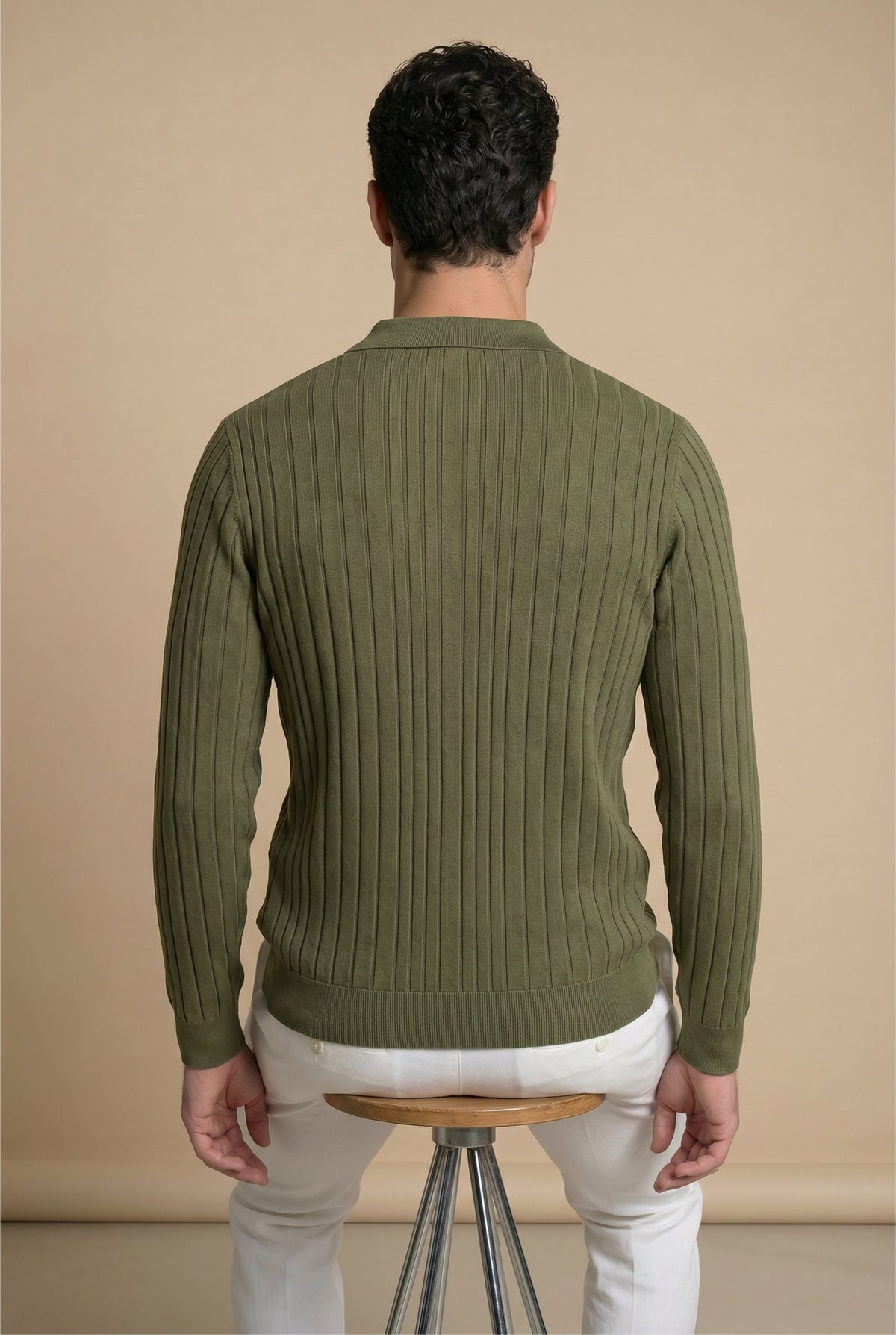 Extrafine Long Sleeve Polo Olive