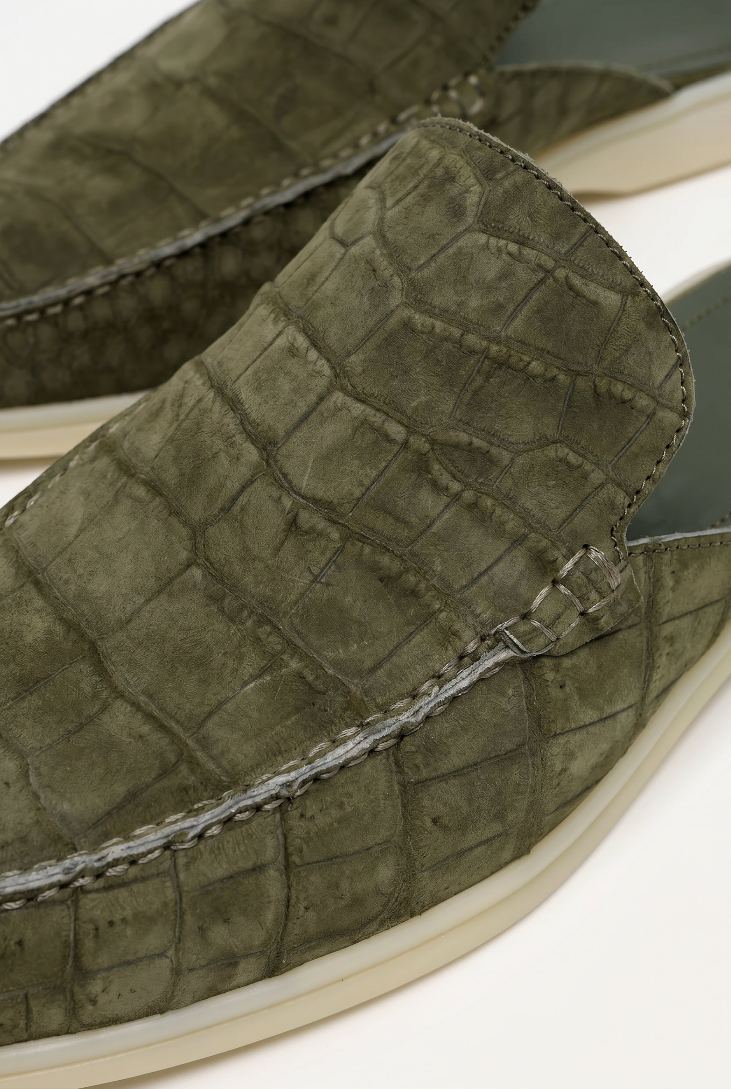 Yacht Mule Nubuck Crocodile Olive