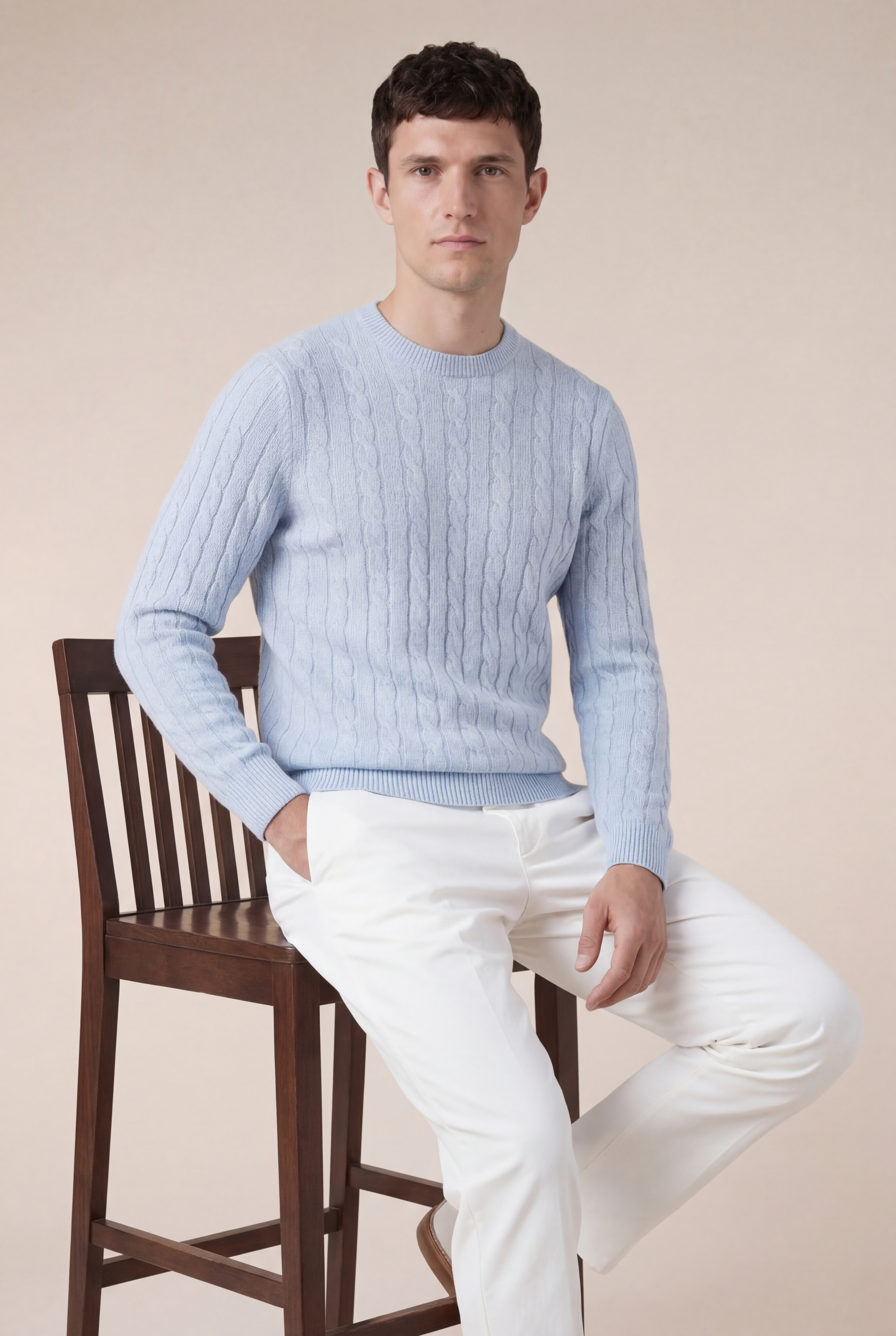 Como Cashmere Crewneck Baby Blue