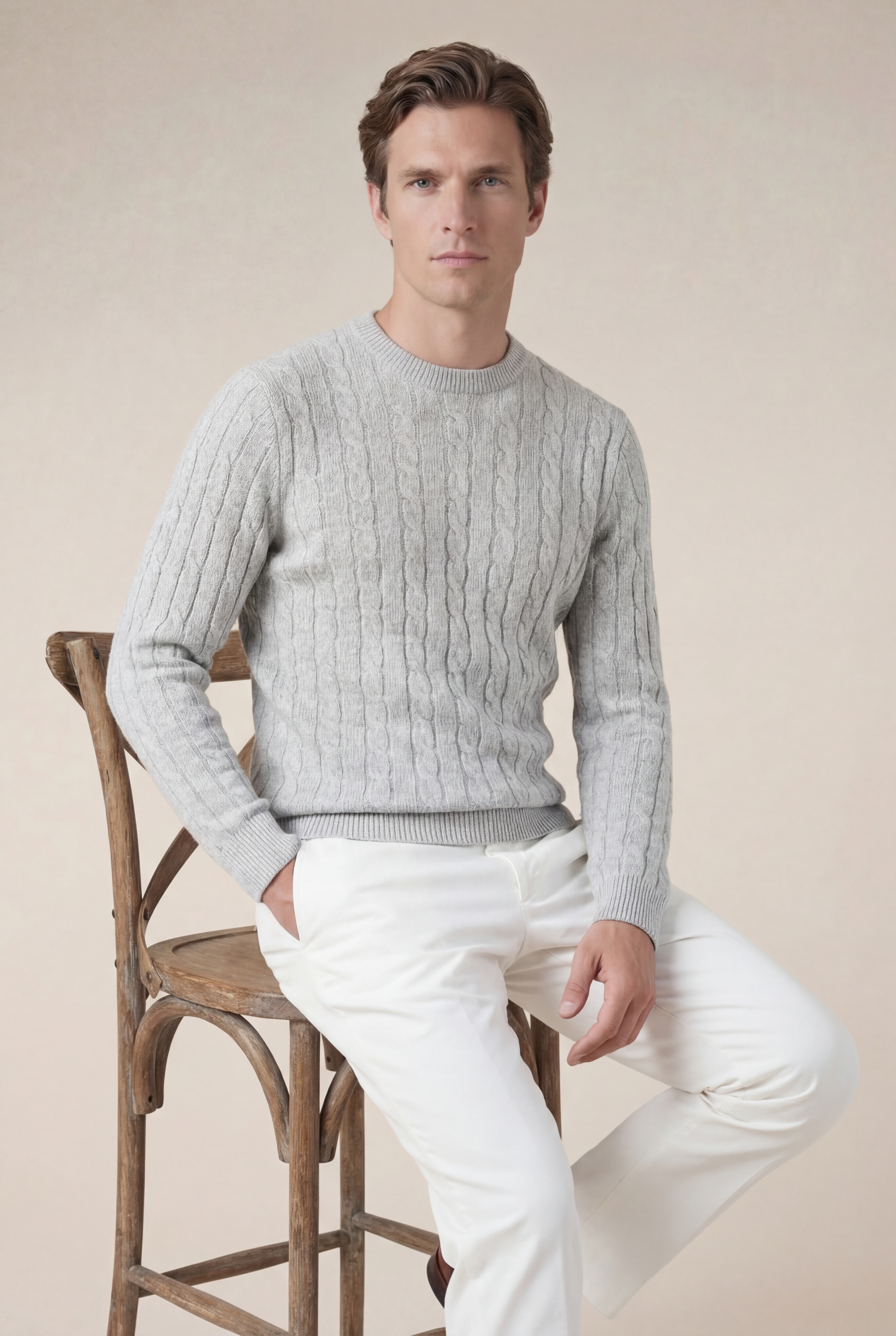 Como Cashmere Crewneck Light Grey