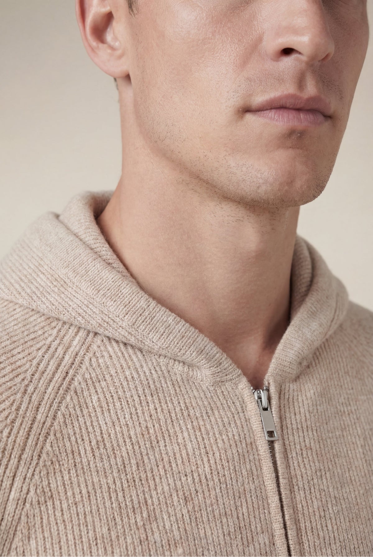 Cortina Cashmere Zip Hoodie Beige