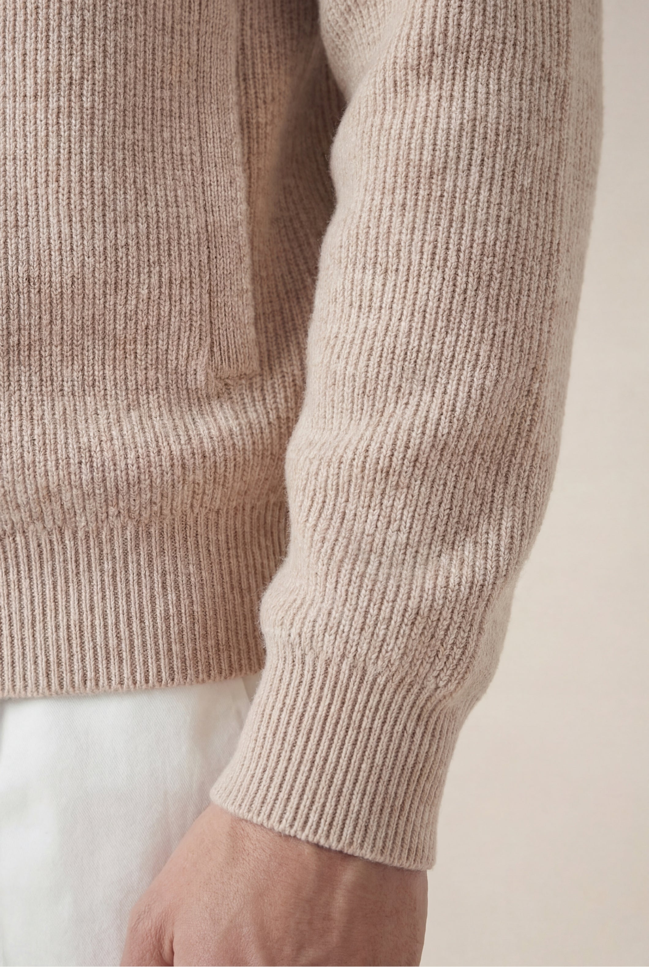 Cortina Cashmere Zip Hoodie Beige