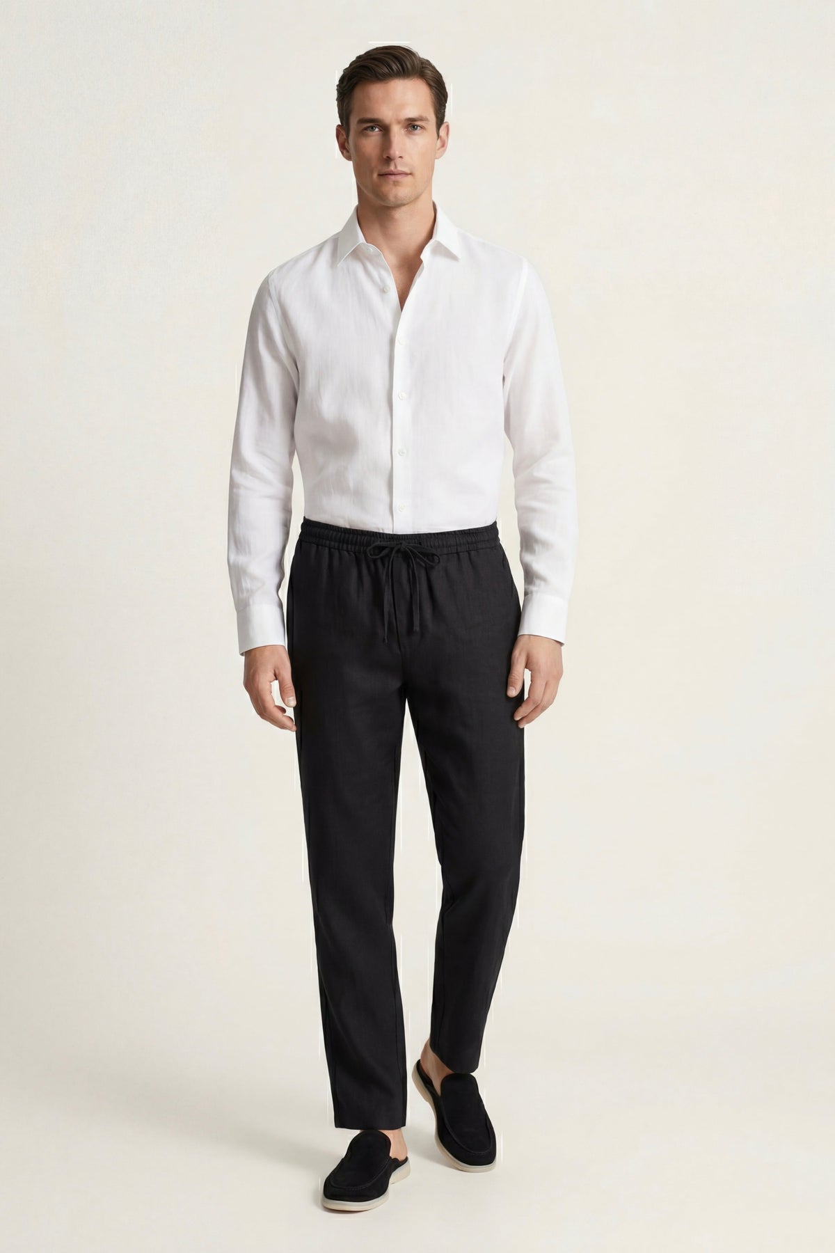 Pisa Linen Set Long Sleeve White/Black