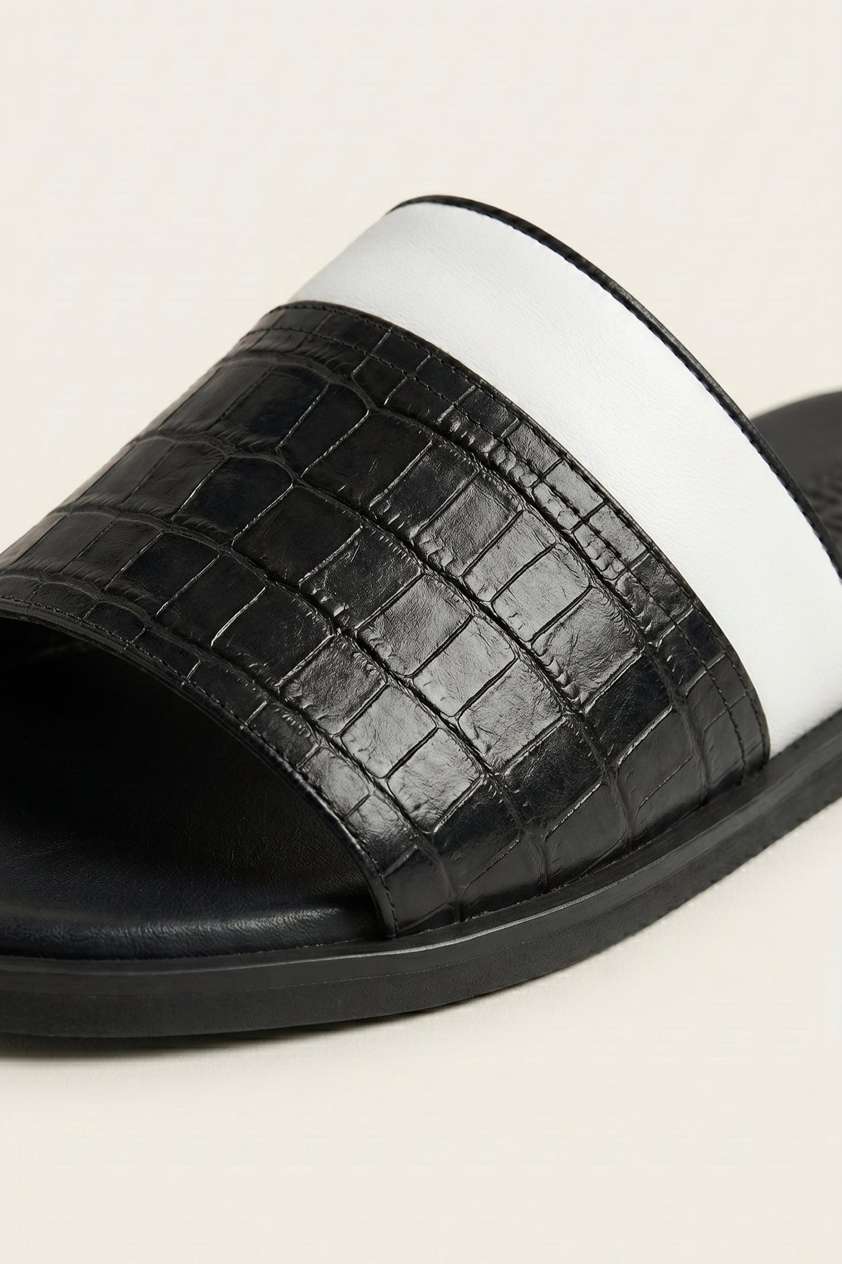 Milano Crocodile Sandal Black
