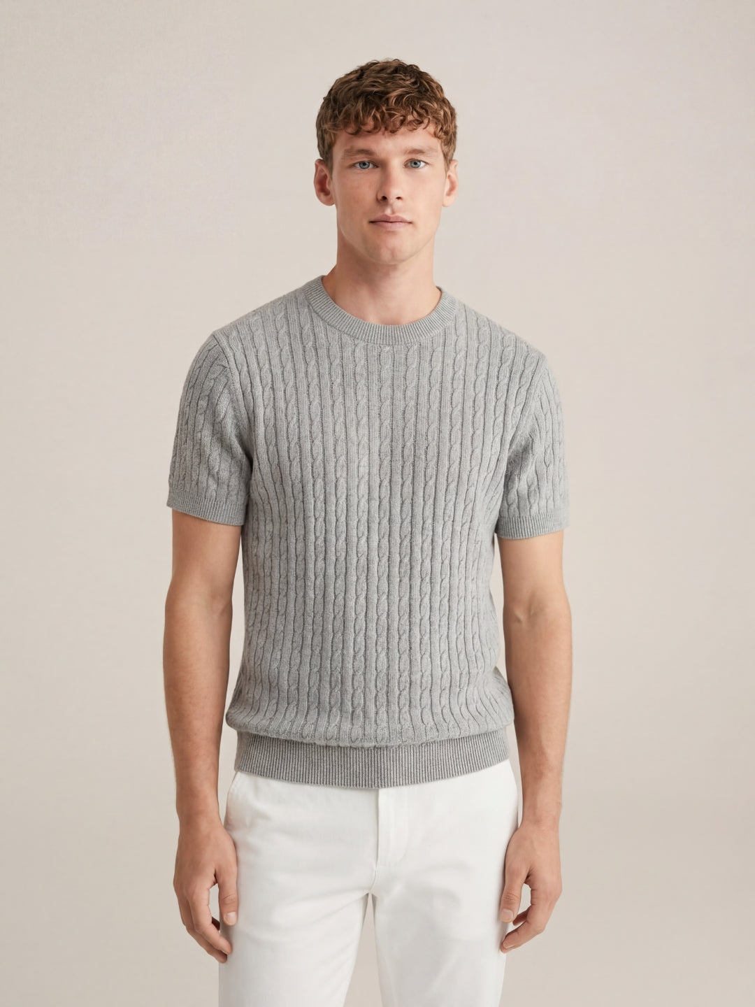 Nerano Cable Knit T-Shirt Grey
