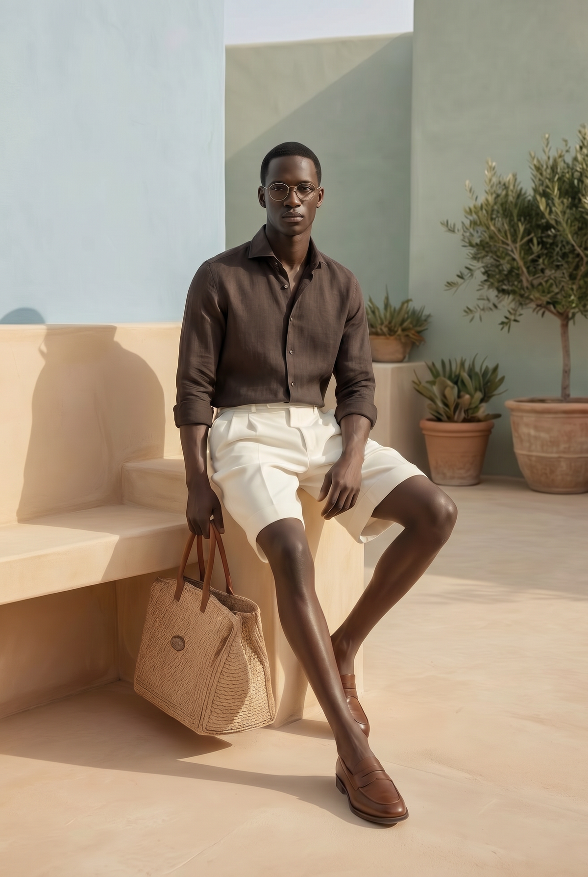Amalfi Long Sleeve Linen Shirt Dark Brown