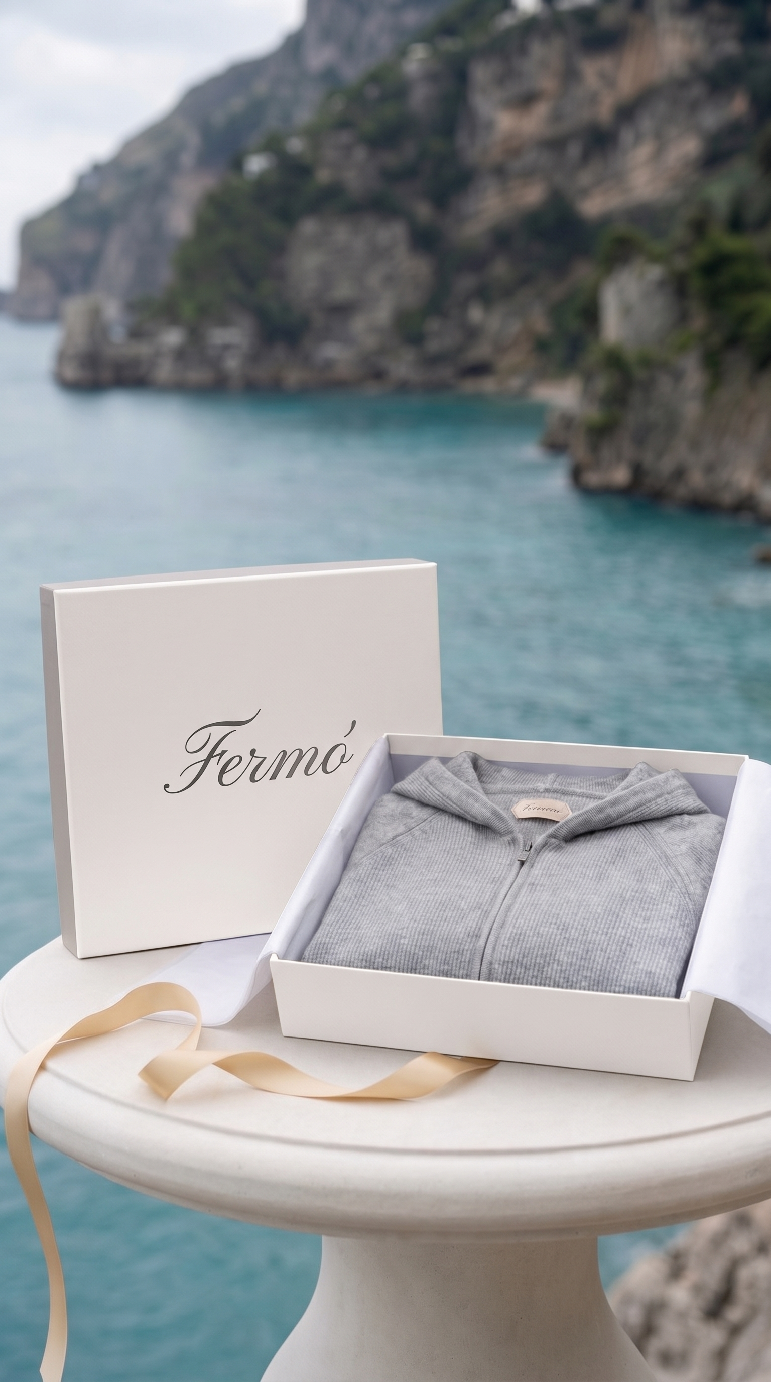 Cortina Cashmere Zip Hoodie Grey