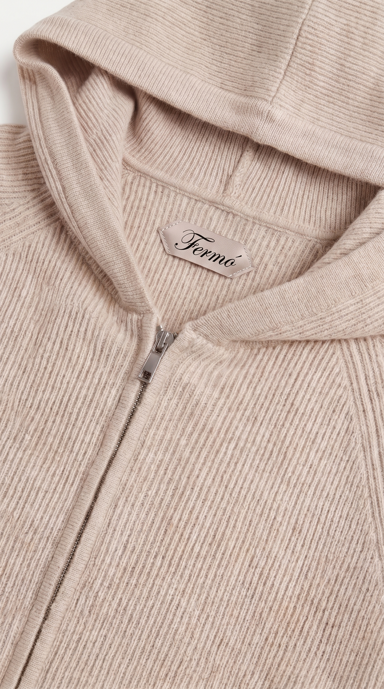 Cortina Cashmere Zip Hoodie Beige