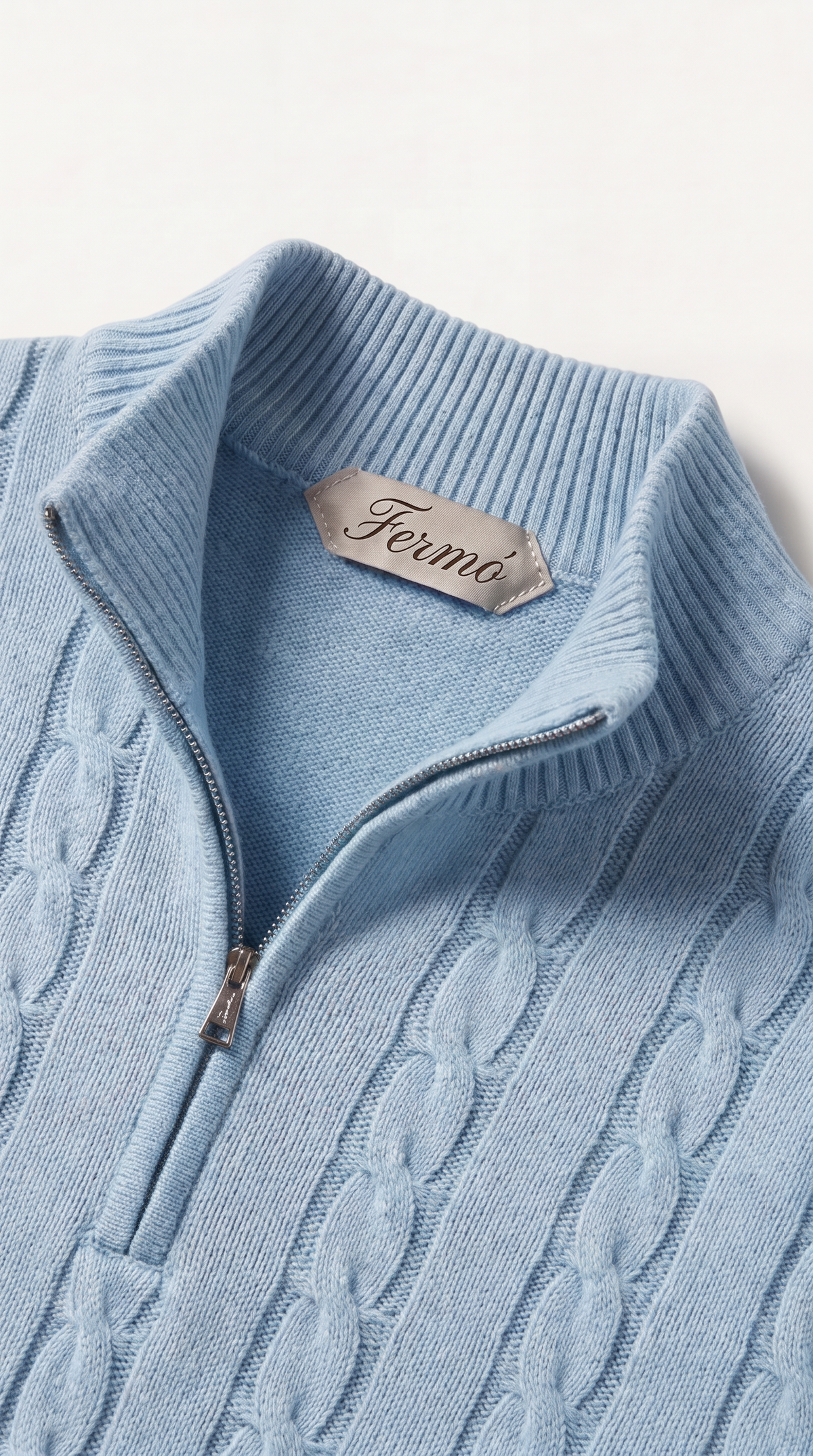 Como Cashmere Quarter Zip Baby Blue