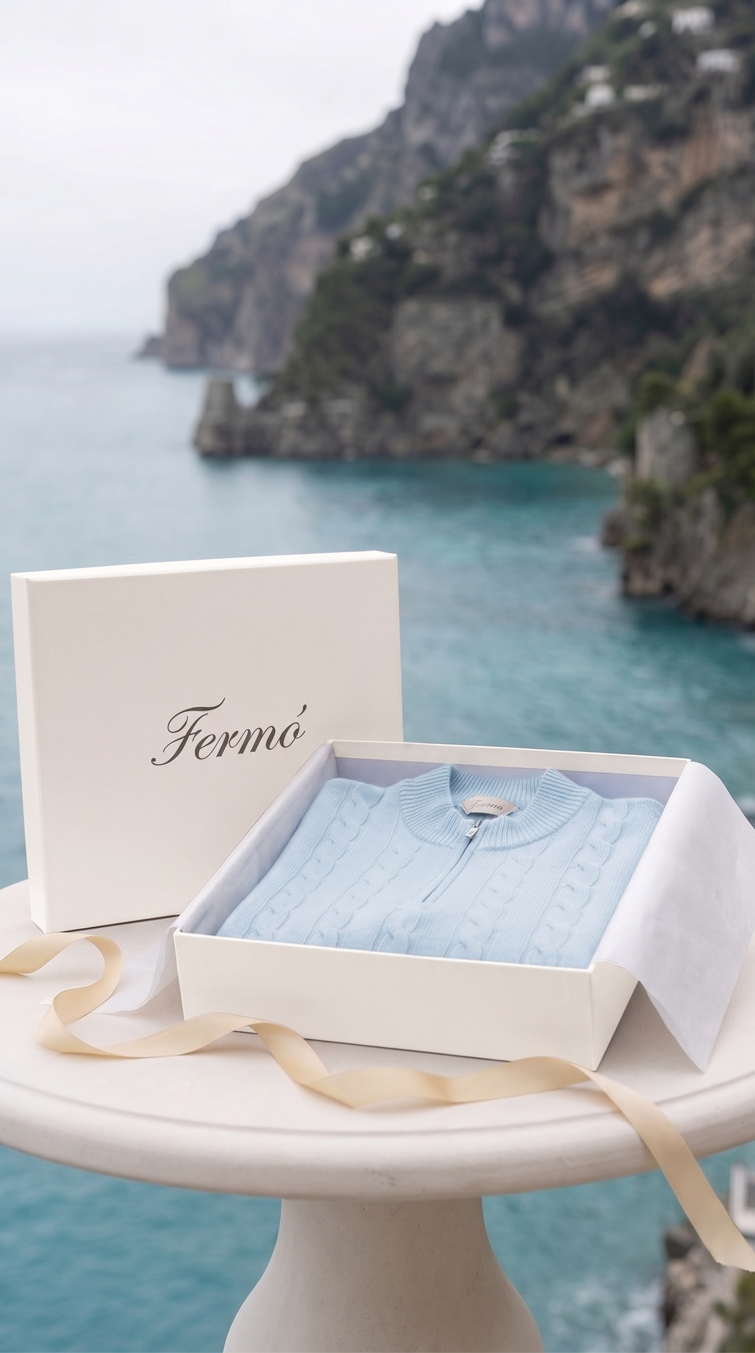 Como Cashmere Quarter Zip Baby Blue