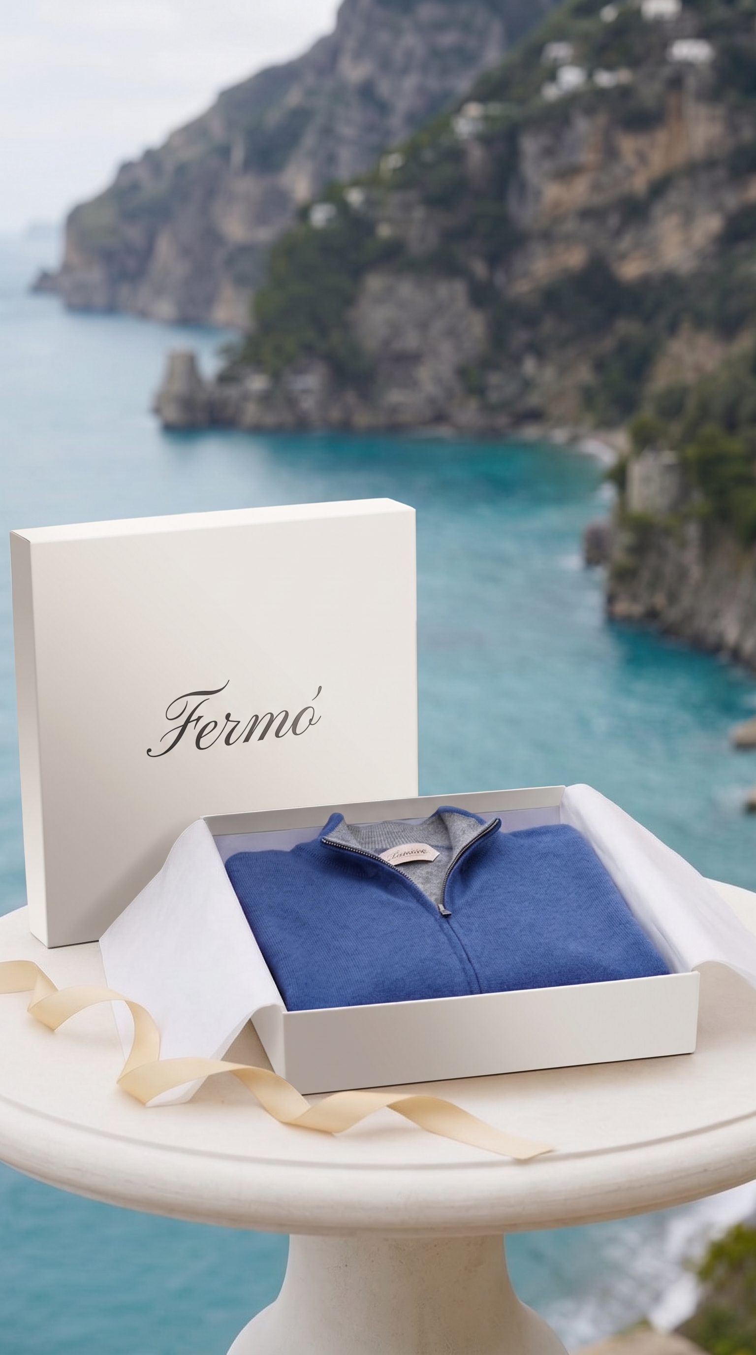 Sorrento Cashmere Full-Zip Knit Blue