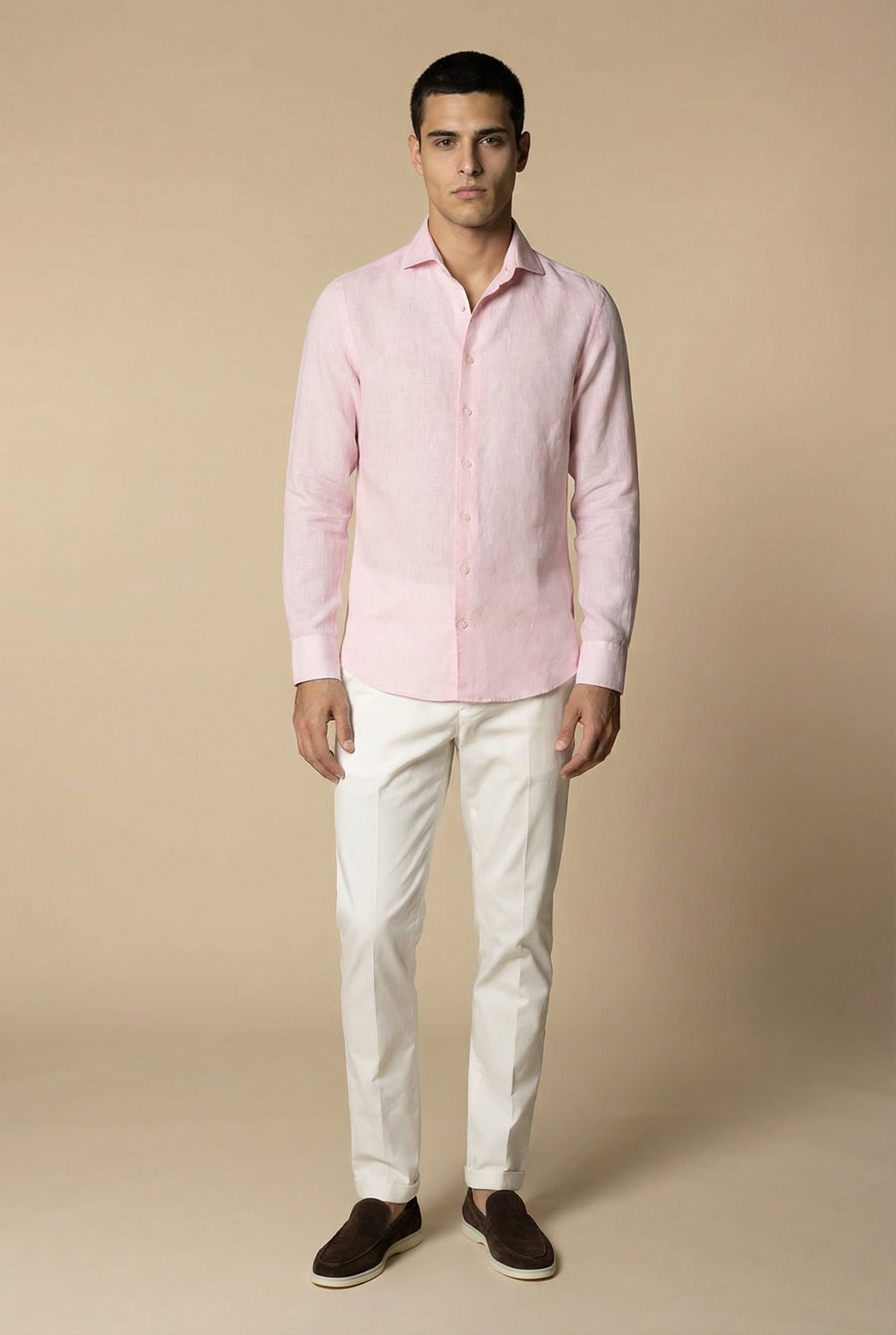Amalfi Long Sleeve Linen Shirt Pink