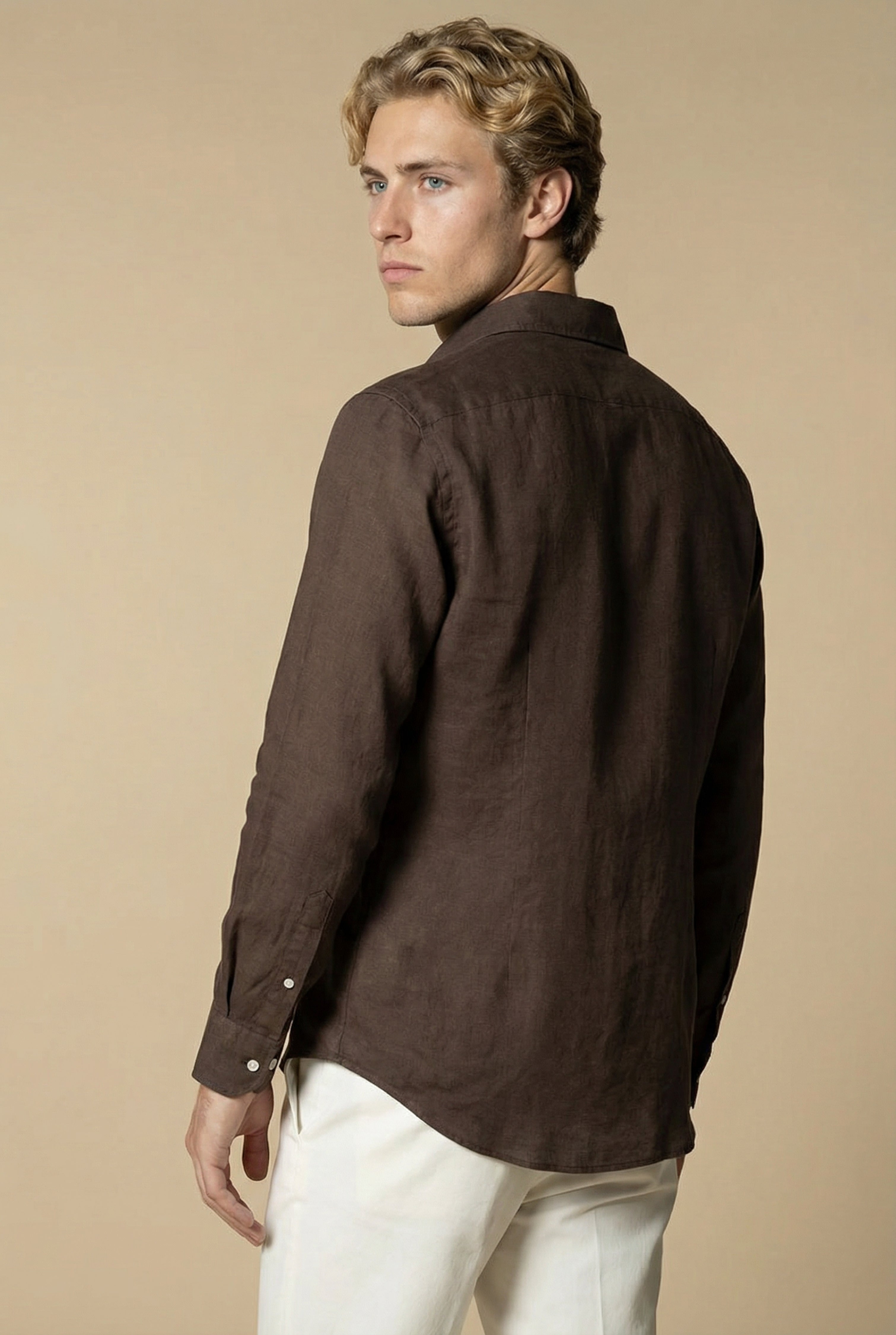 Amalfi Long Sleeve Linen Shirt Dark Brown
