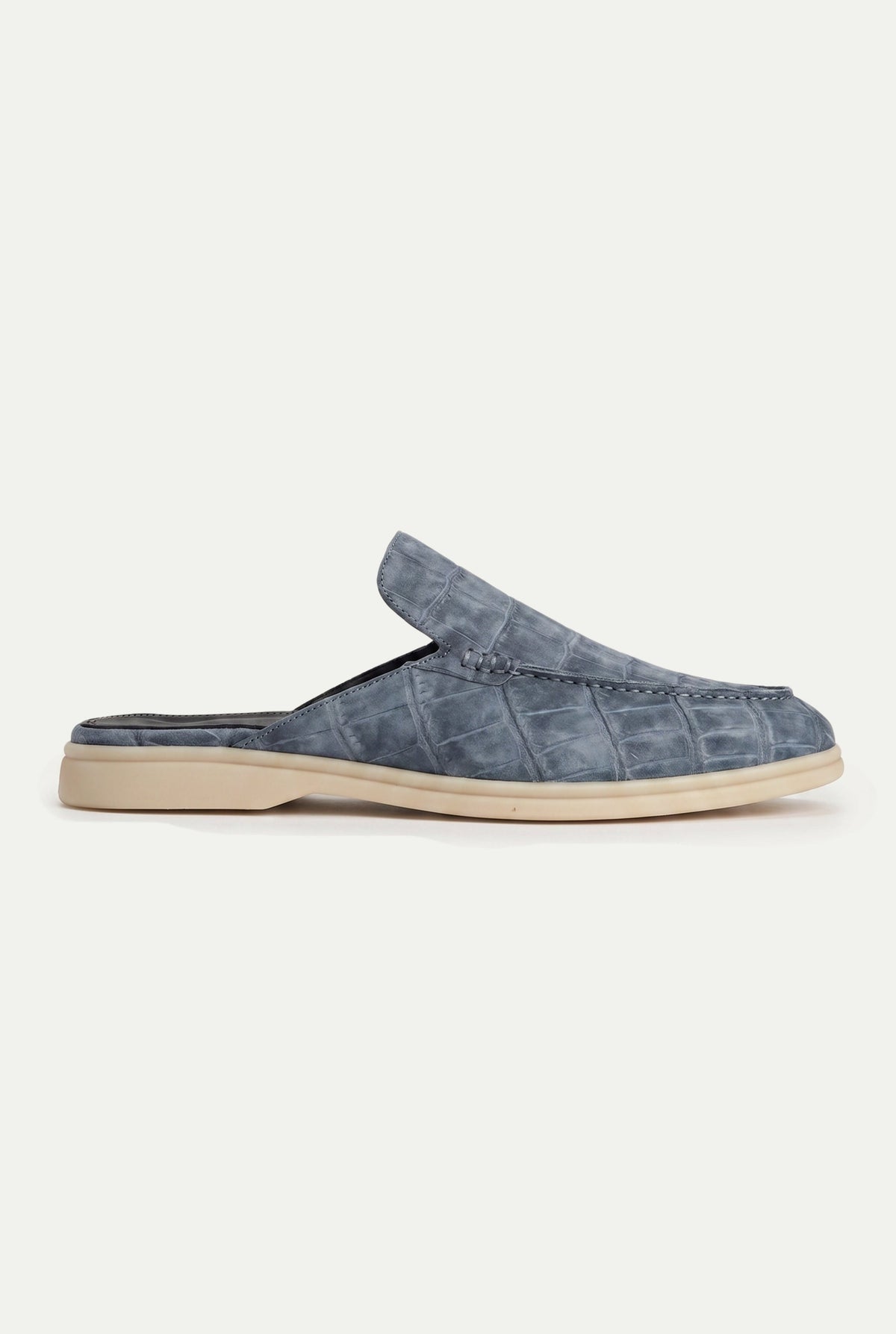 Yacht Mule Nubuck Crocodile Slate