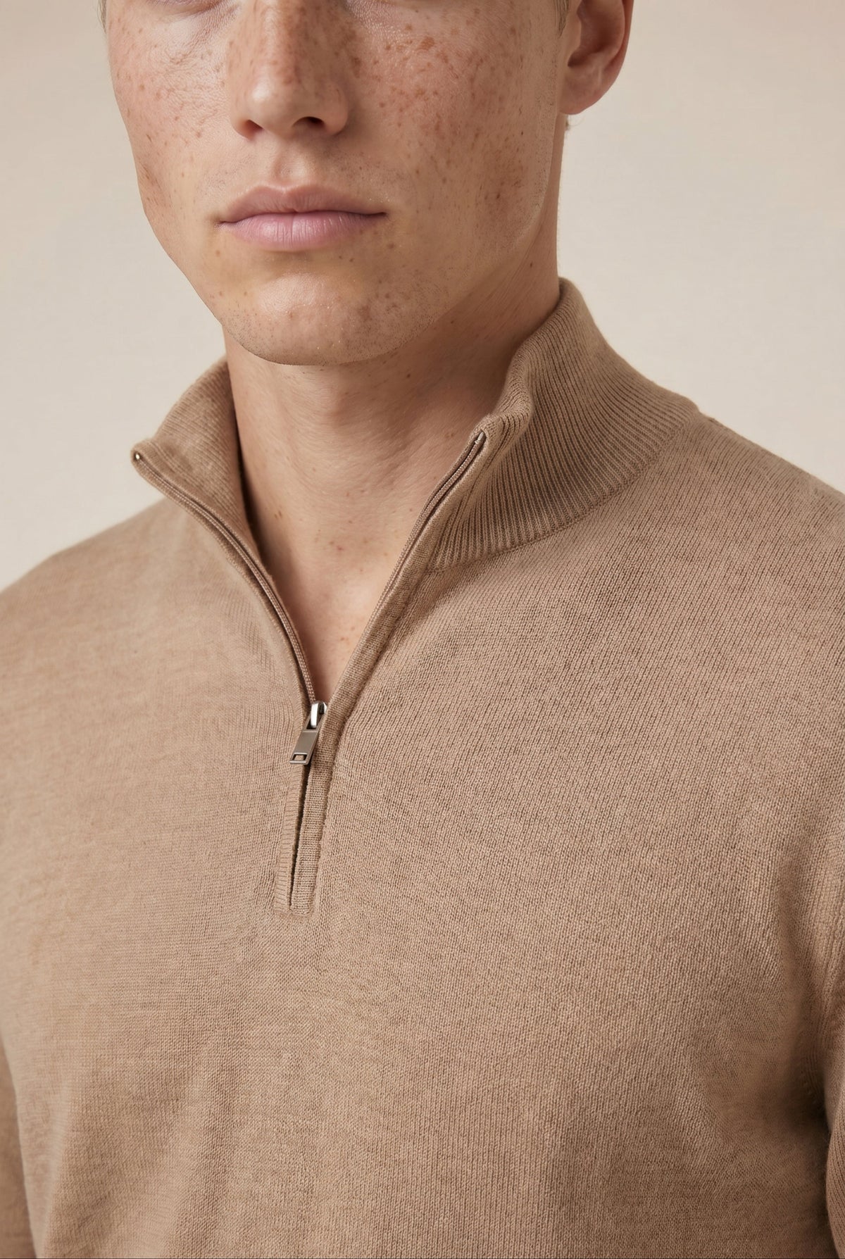 Merino Quarter Zip Camel