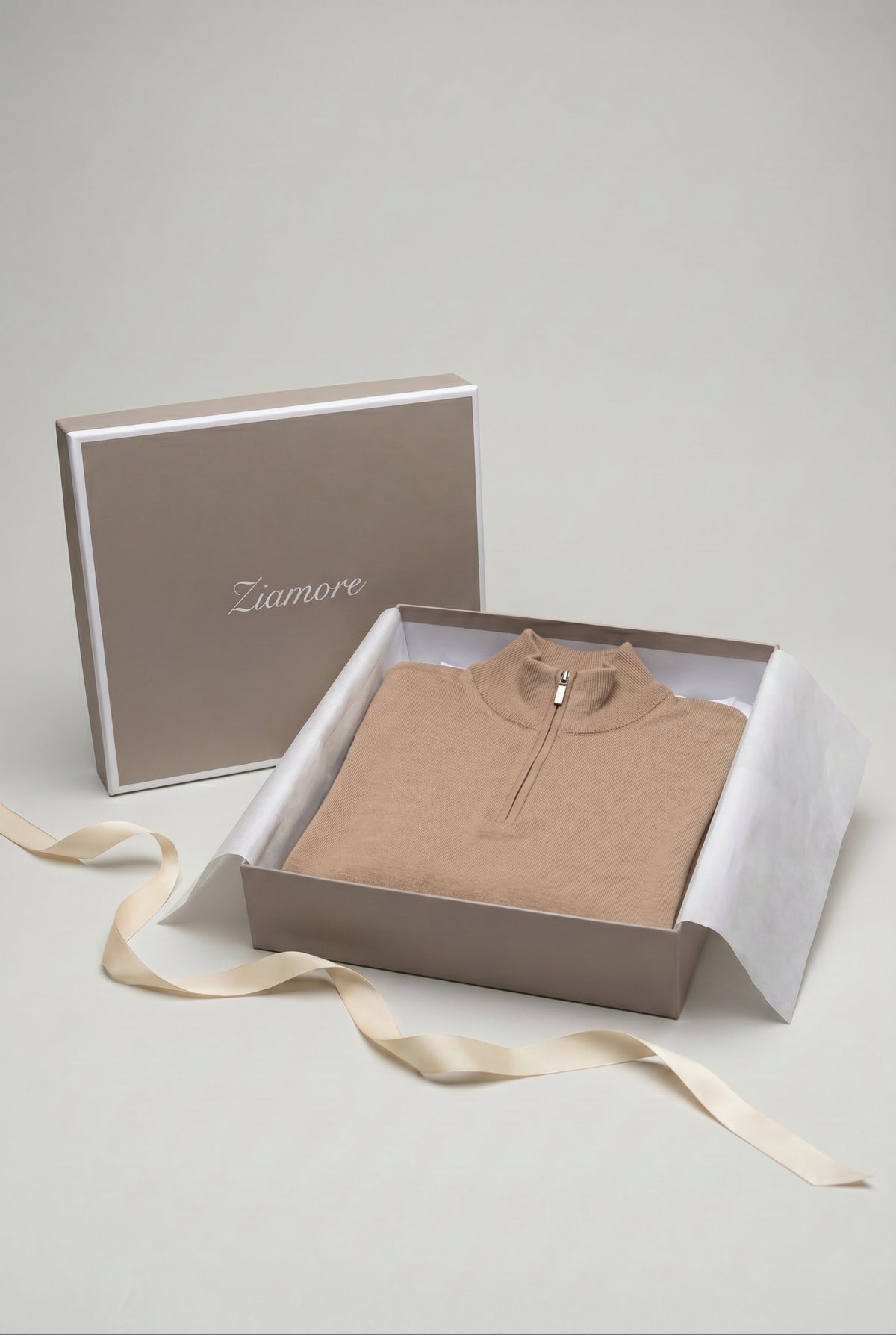 Merino Quarter Zip Camel