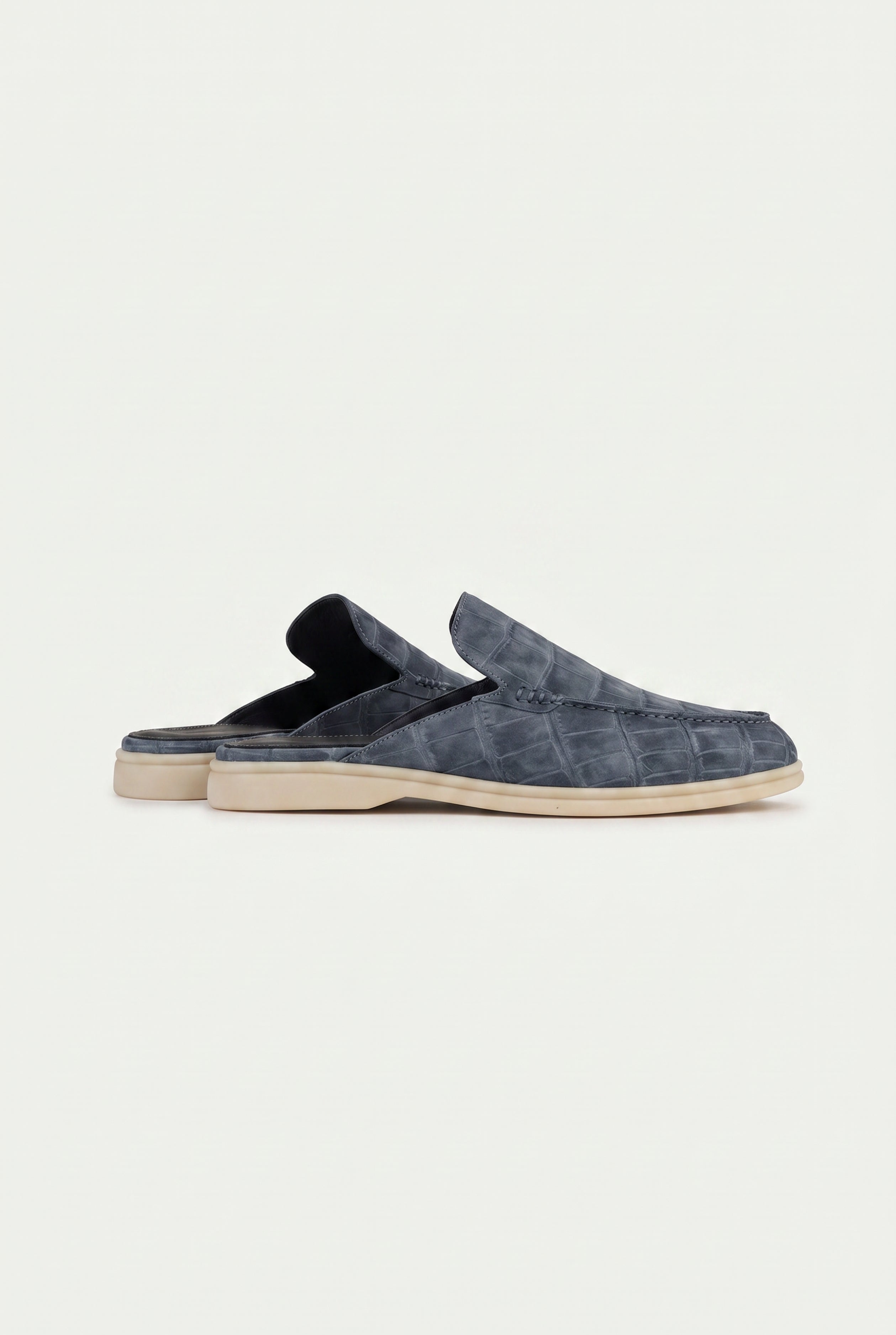 Yacht Mule Nubuck Crocodile Slate