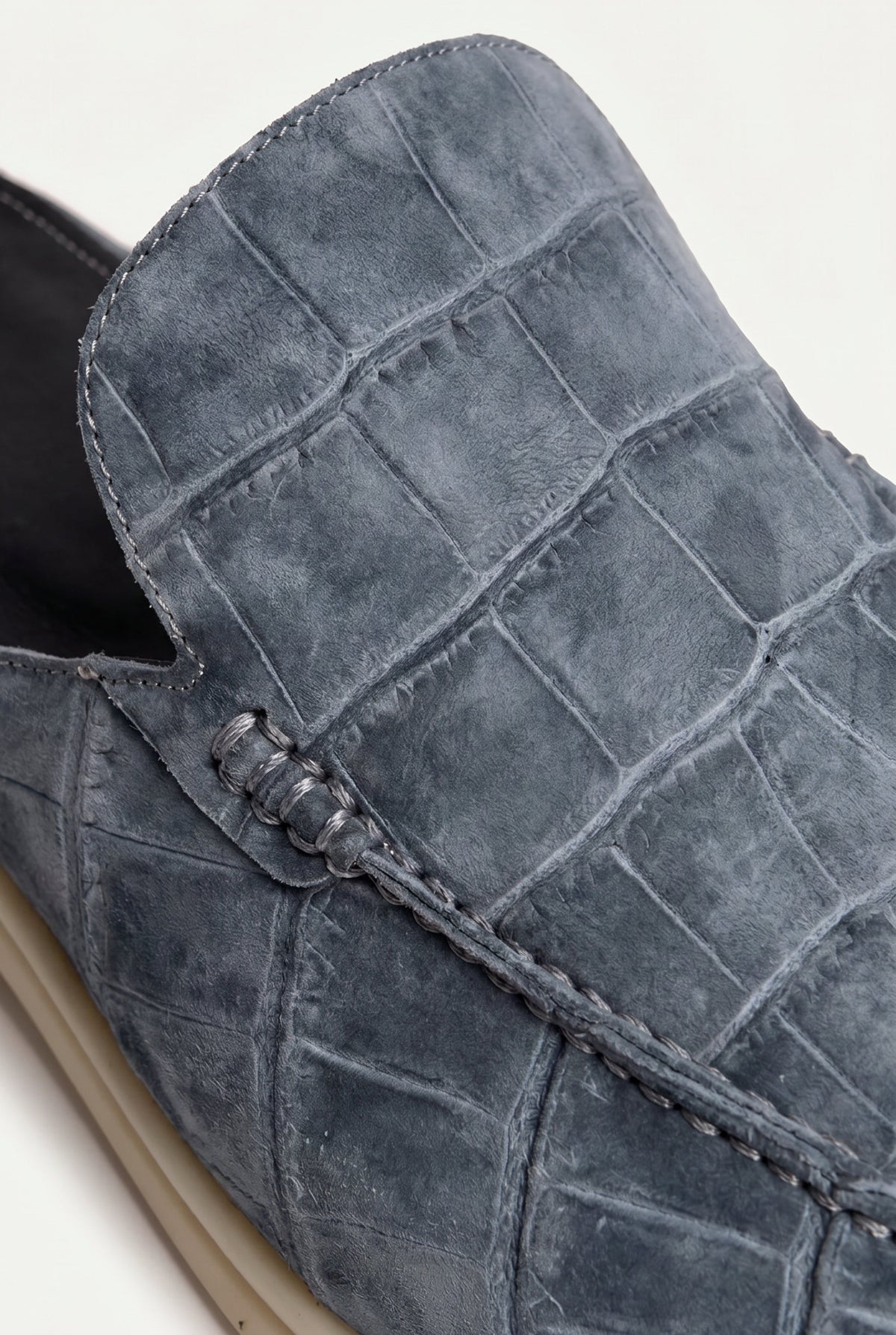 Yacht Mule Nubuck Crocodile Slate
