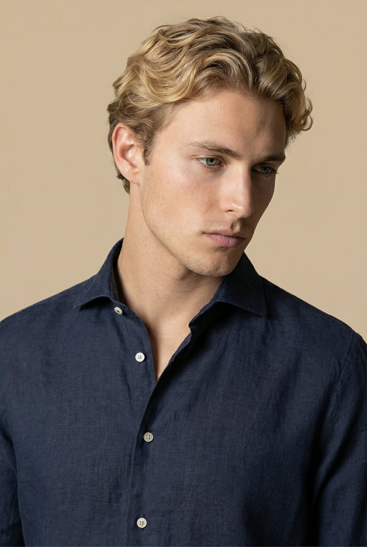 Amalfi Long Sleeve Linen Shirt Navy