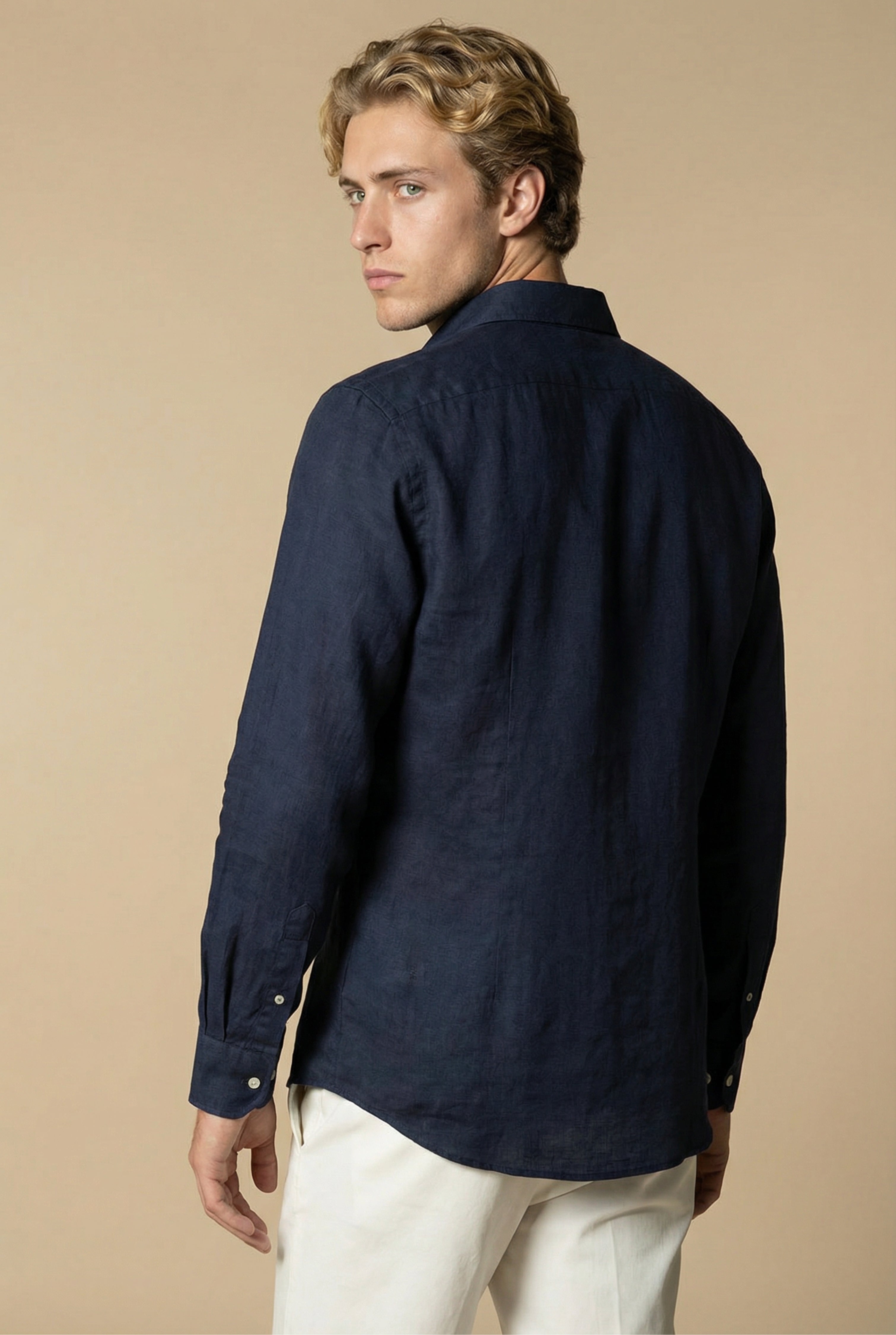 Amalfi Long Sleeve Linen Shirt Navy