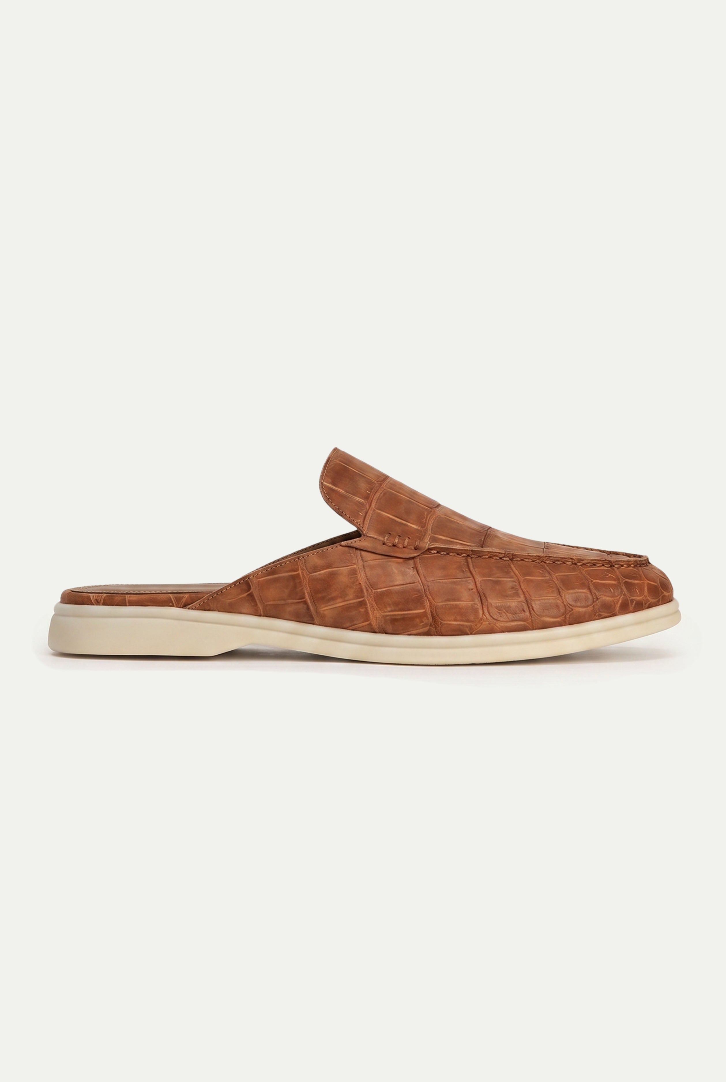 Yacht Mule Nubuck Crocodile Brown