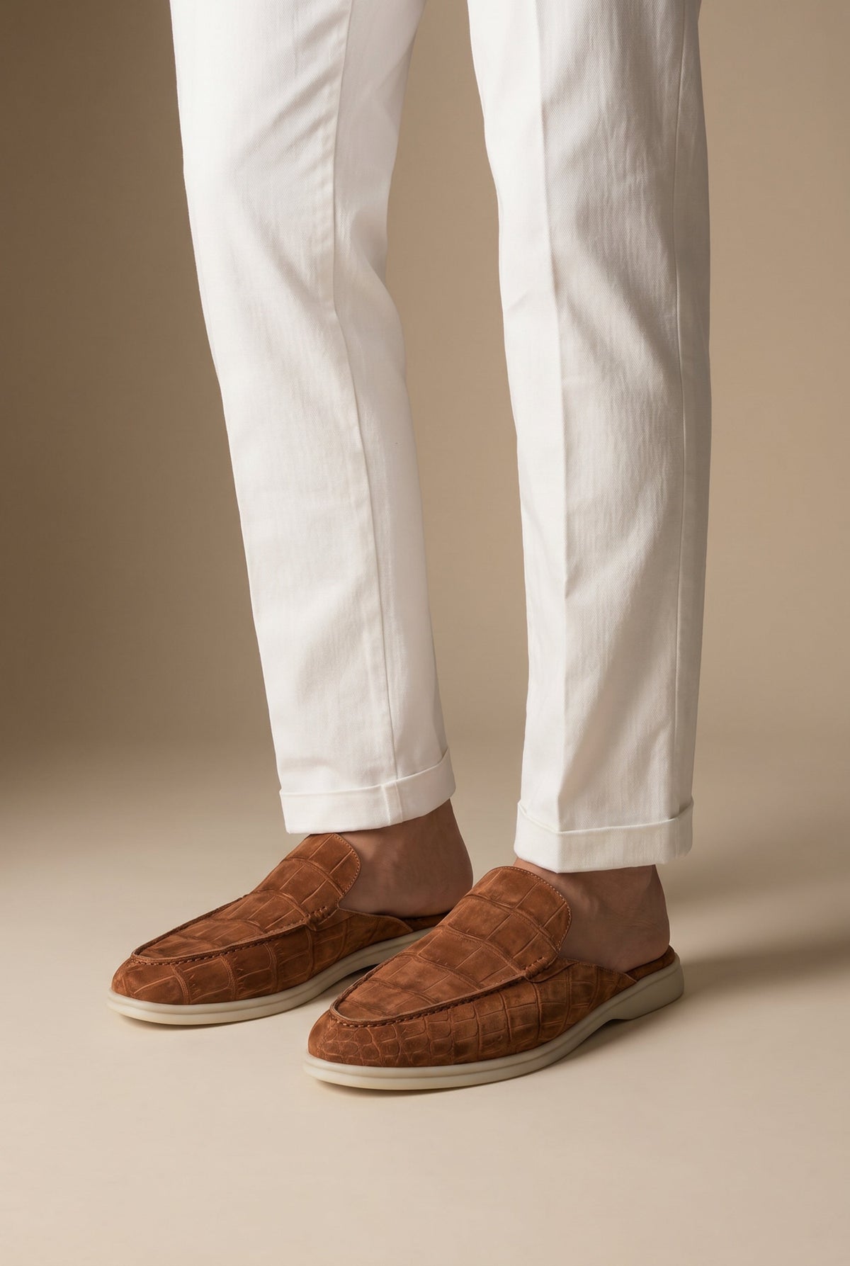 Yacht Mule Nubuck Crocodile Brown