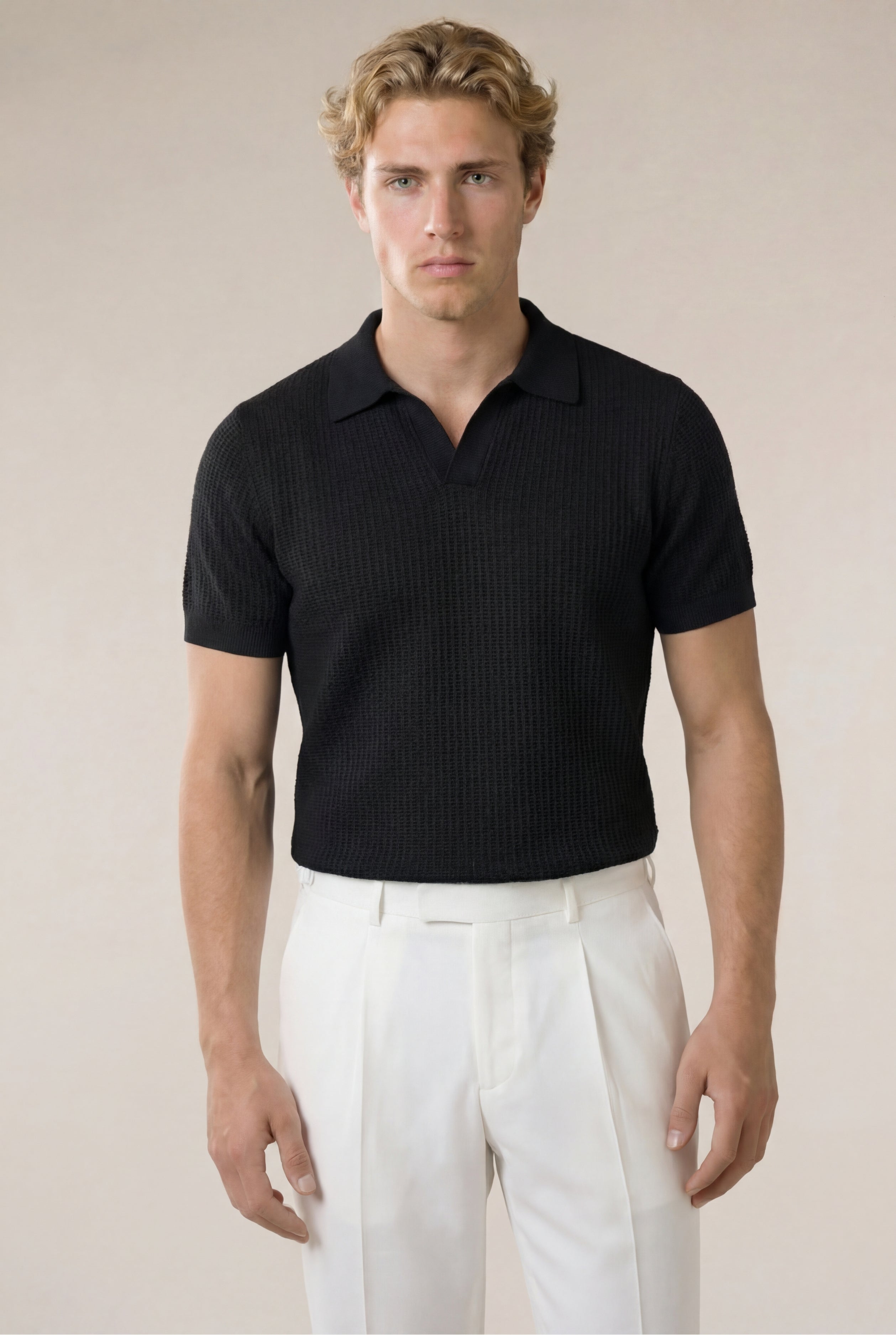 Ravello Knit Polo Forest Black