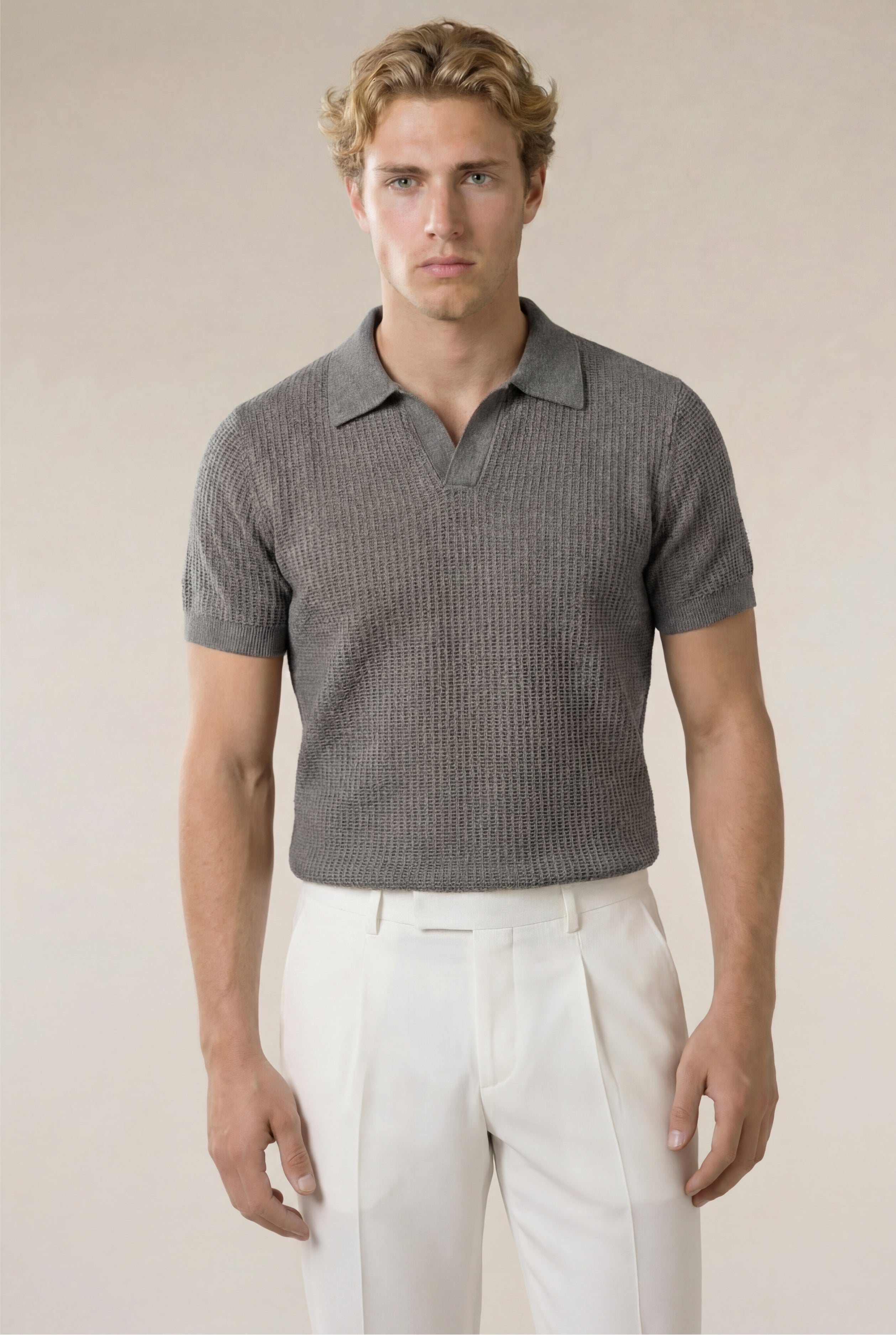 Ravello Knit Polo Grey