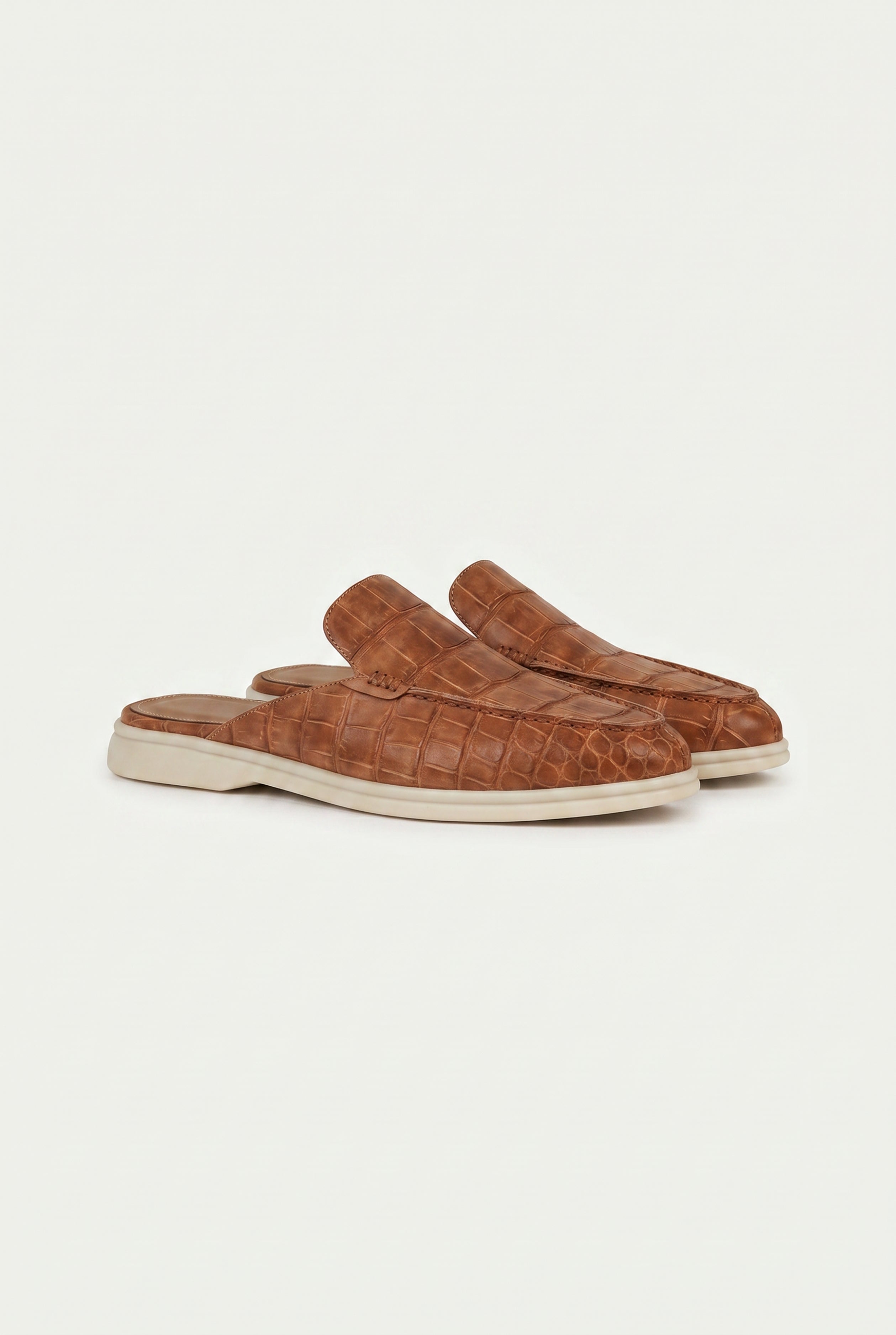 Yacht Mule Nubuck Crocodile Brown