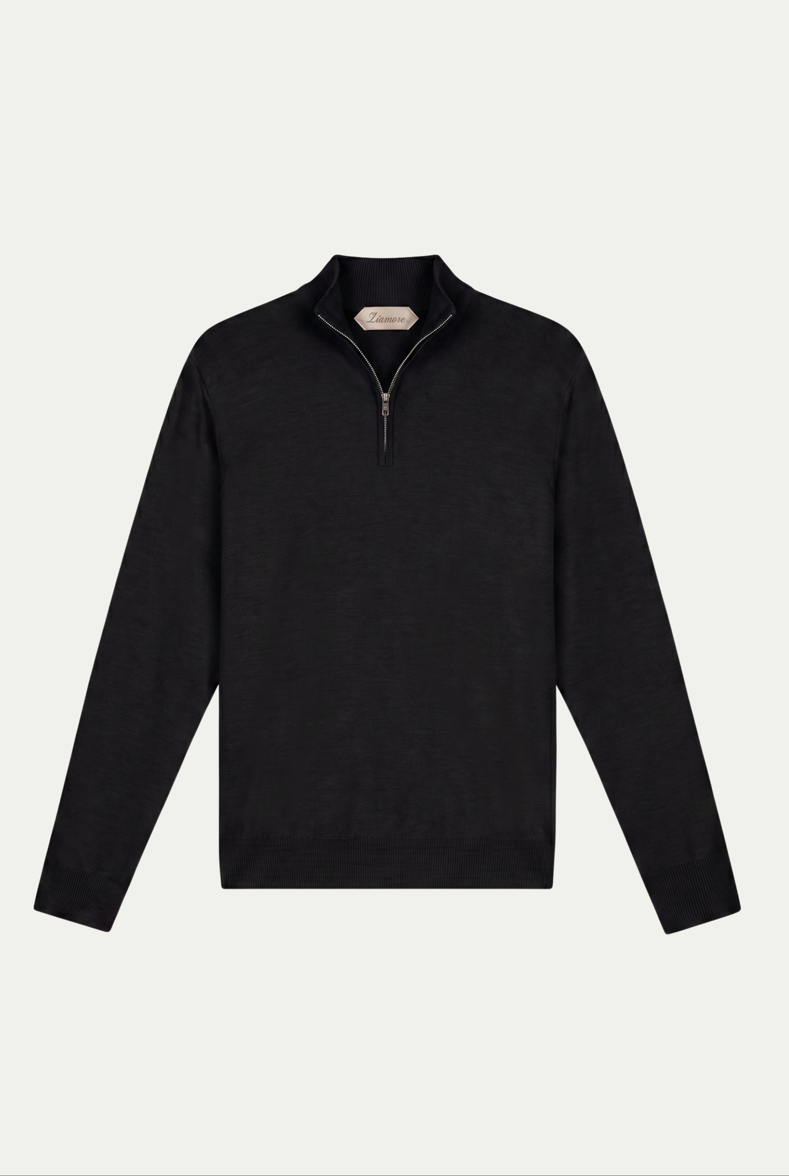 Merino Quarter Zip Black