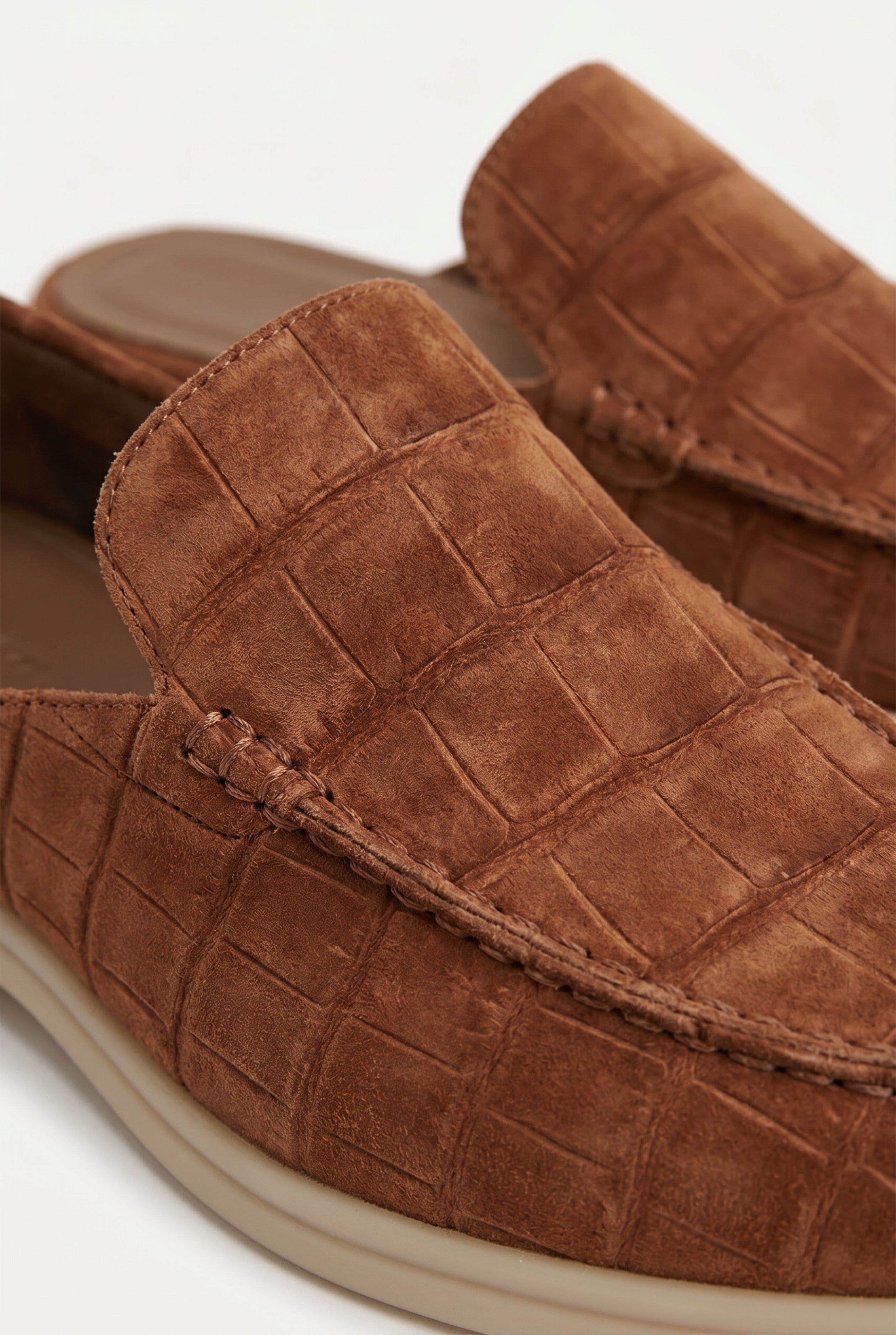 Yacht Mule Nubuck Crocodile Brown